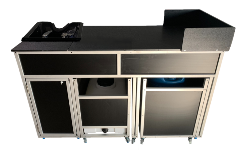Portable Shampoo Sink PLUS Extended Cabinet with Large Tanks on Wagons (PSE-2005G)