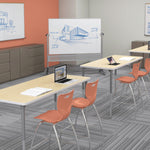 MooreCo 669RH-DD Platinum Mobile Reversible Porcelain Steel Magnetic Whiteboard Easel - Panel Size 48