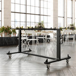 Hawkins Heavy Duty Folding Table and Chairs Mobile Cart-Locking Wheels, 42 Folding Chairs and 12 Tables Capacity, Black (FLA-QIN-FRCW45425-GG)