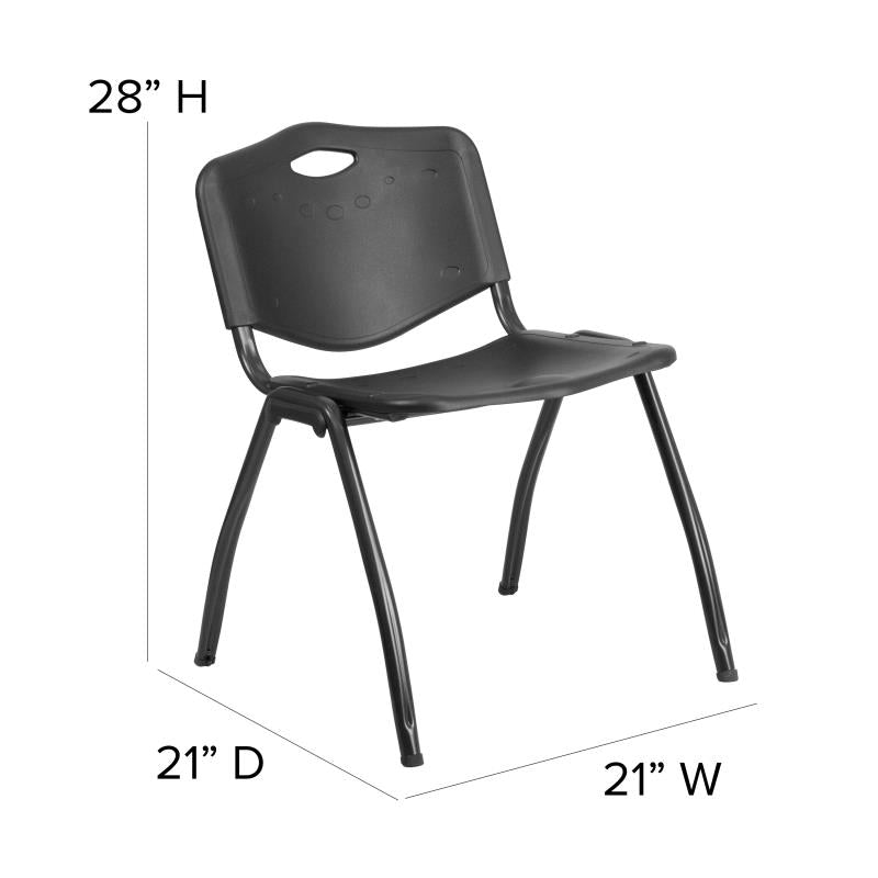 HERCULES Series 880 lbs Capacity Black Plastic Stack Chair 16.75"H (FLA-RUT-D01-BK-GG)
