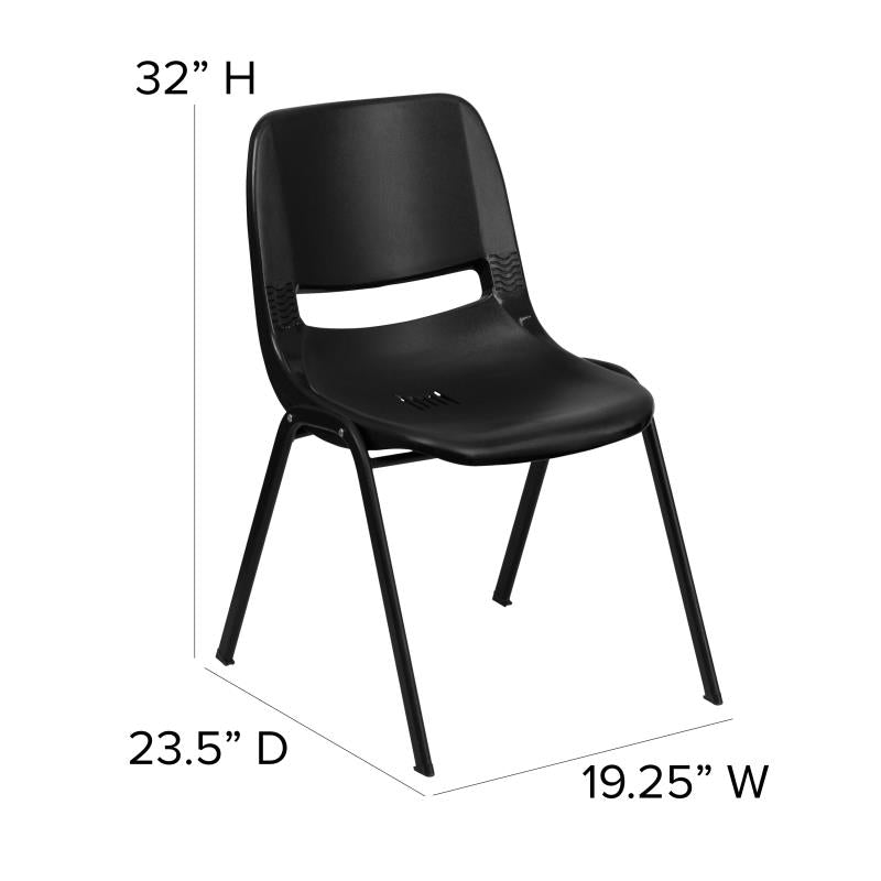 HERCULES Series 880 lbs Capacity Ergonomic Shell Stack Chair with Frame 17.75"H (FLA-RUT-EO1)