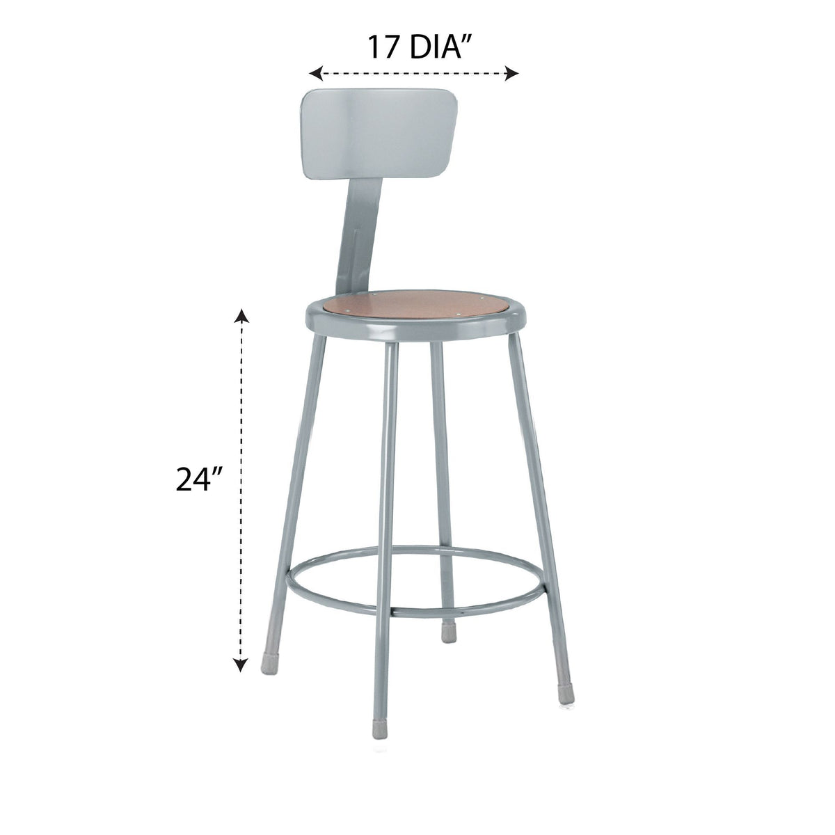 Diversified Woodcrafts Steel Stool with Backrest - 24"H (DIV-S-24B)