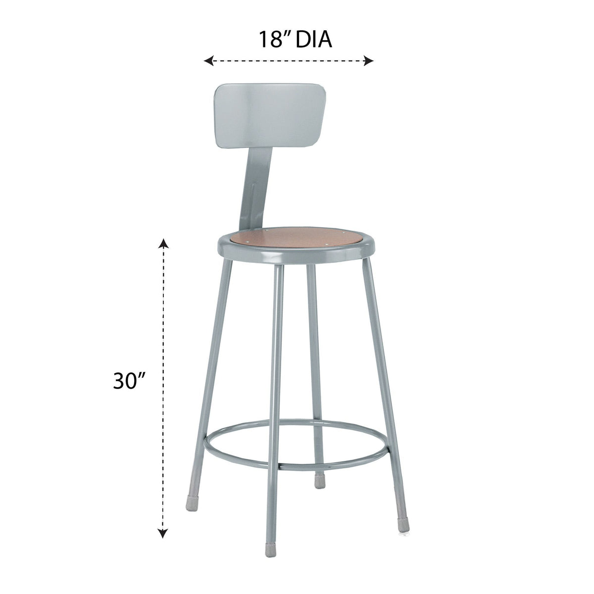 Diversified Woodcrafts Apprentice Stool with Backrest Heavy-Duty Industrial Welded Metal 30"H (DIV-S-30B)