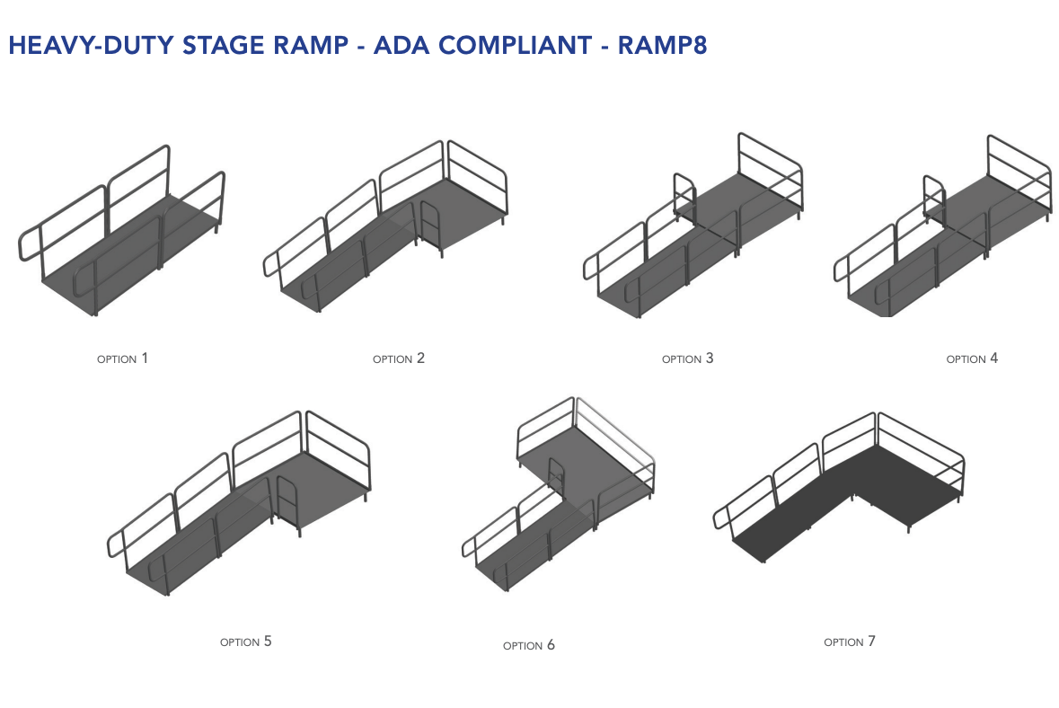 AmTab Stage Ramp - ADA Compliant - 8" Rise - Option 7  (AmTab AMT-RAMP8 - Option 7)