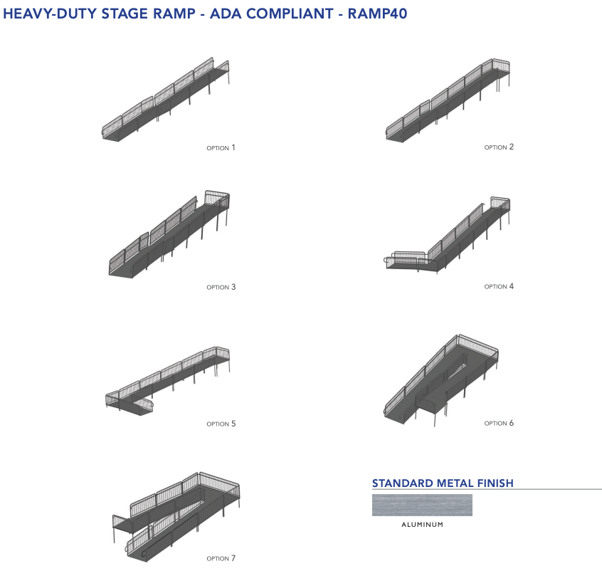 AmTab Stage Ramp - ADA Compliant - 40" Rise - Option 7  (AmTab AMT-RAMP40 - Option 7)