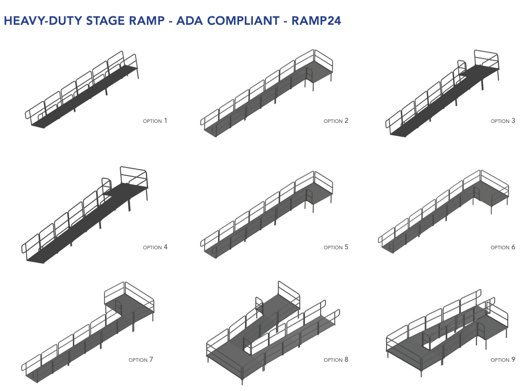 AmTab Stage Ramp - ADA Compliant - 24" Rise - Option 4  (AmTab AMT-RAMP24 - Option 4)