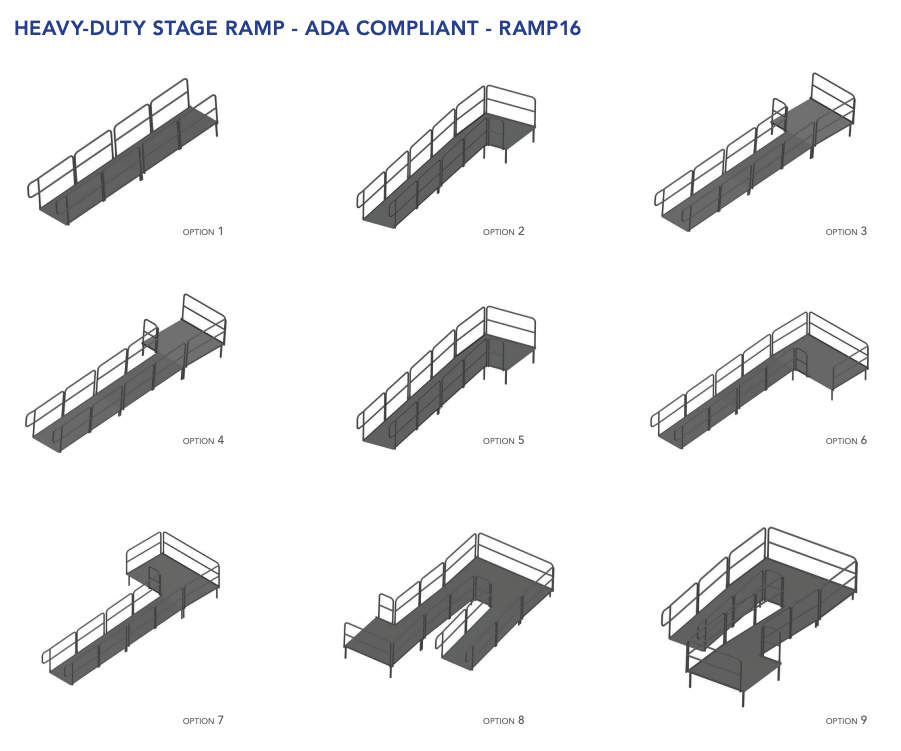AmTab Stage Ramp - ADA Compliant - 16" Rise - Option 2  (AmTab AMT-RAMP16 - Option 2)