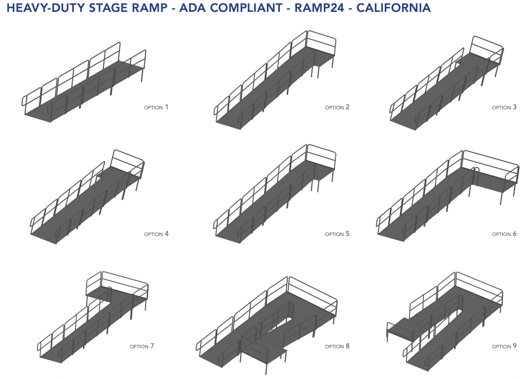 AmTab Stage Ramp - ADA Compliant - 24" Rise - Option 5 - California  (AmTab AMT-RAMP24 - Option 5 - California)
