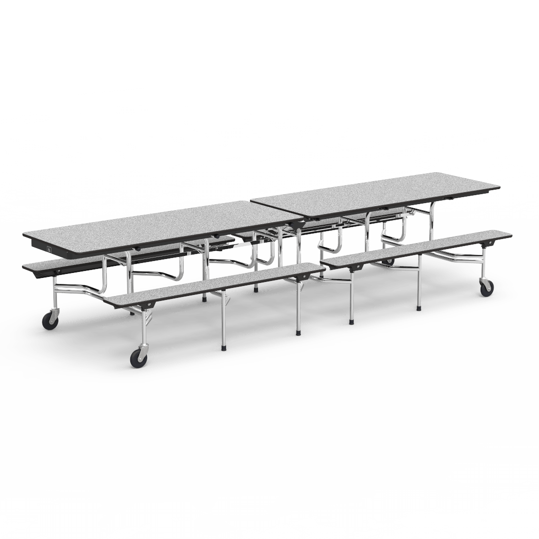 Virco MTB19318WAEB - ADA Compliant Rectangle Mobile Bench Cafeteria Table - Sure Edge - 19" Seat Height - 8.5'L - Seats 8 and 2 Wheelchair