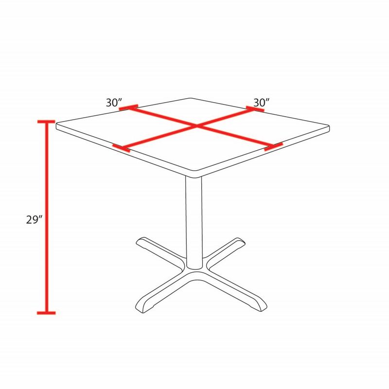 Regency Cain Professional Square Breakroom Table with 4 Restaurant Stack Chairs 30"W x 30"D x 29"H (REG-XZY)