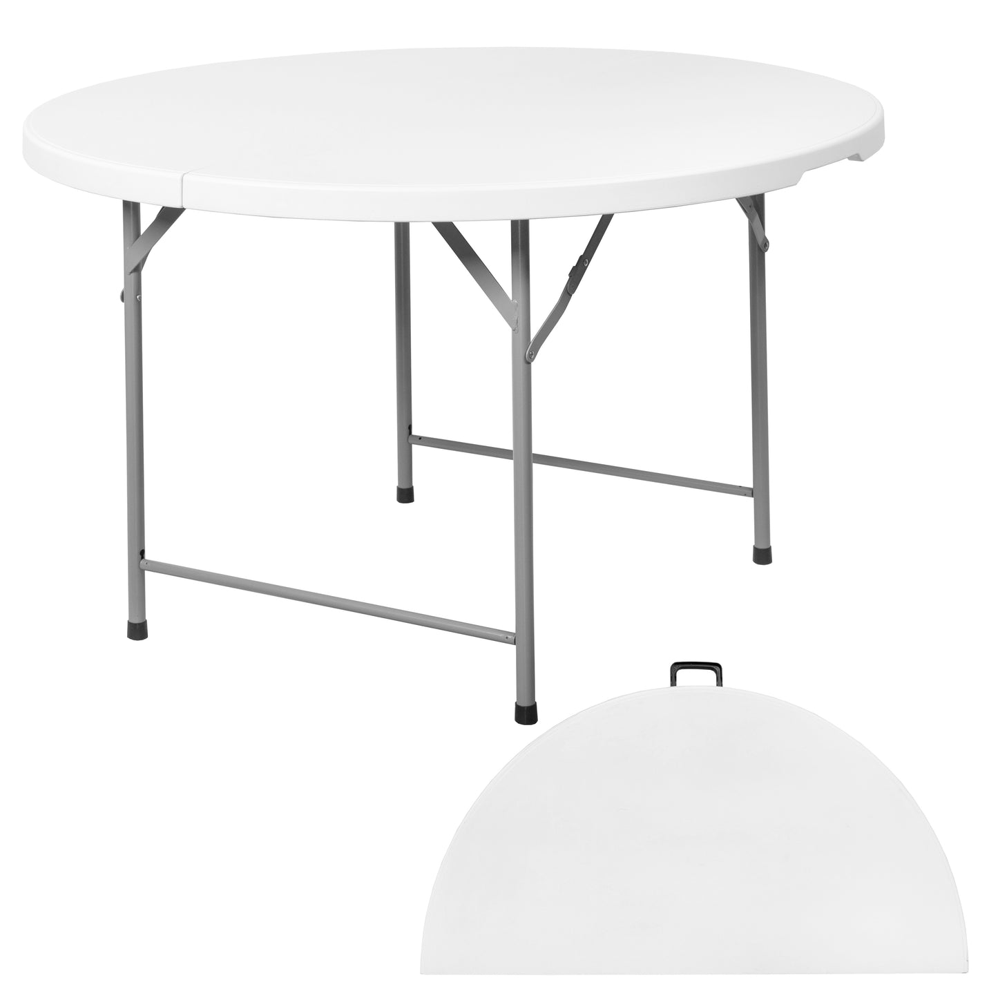 Regency Trestle 4 ft Round Folding Table 48"W x 48"D x 29"H (REG-TBM48RNDWH)