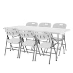 Regency Trestle 6 ft Folding Table and 6 Chairs Set 72