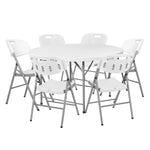 Regency Trestle 6 ft Round Folding Table and 6 Chairs Set 72