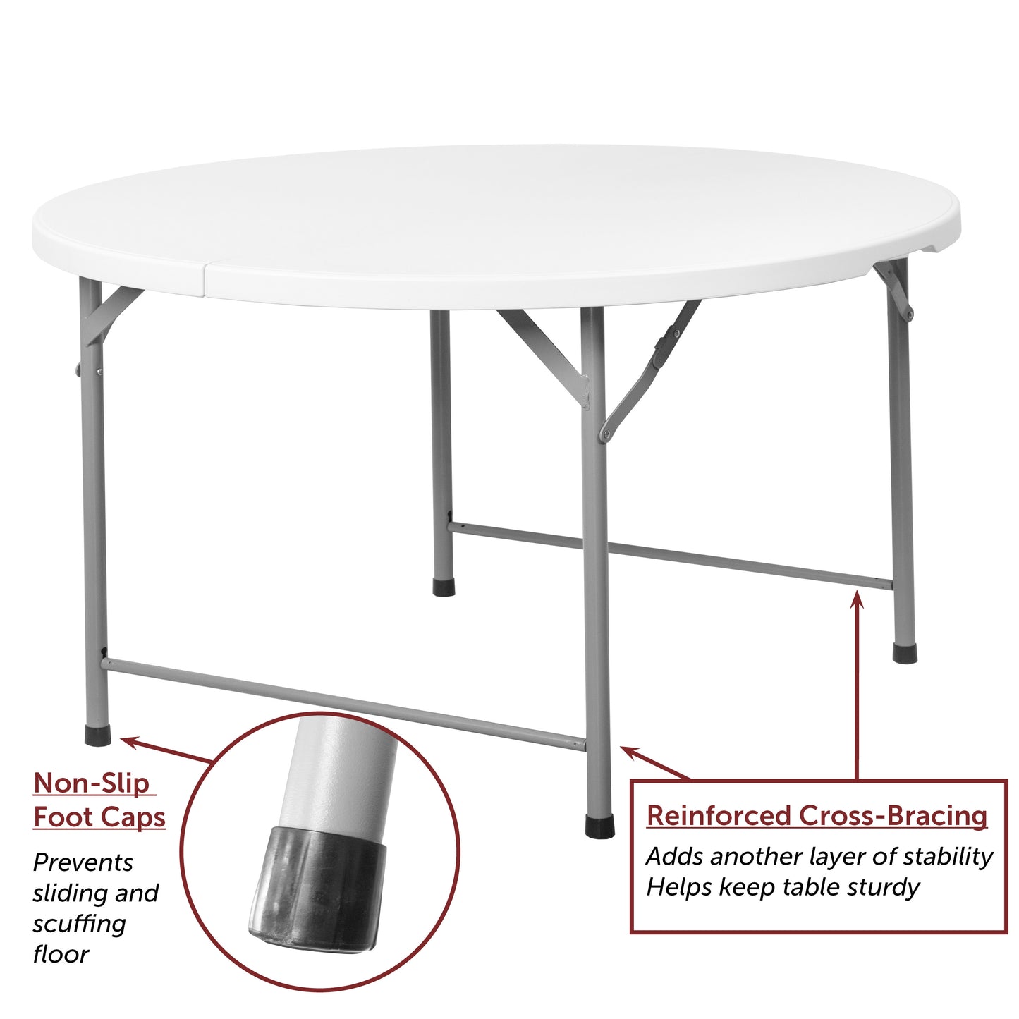 Regency Trestle 6 ft Round Folding Table 72"W x 72"D x 29"H (REG-TBM72RNDWH)