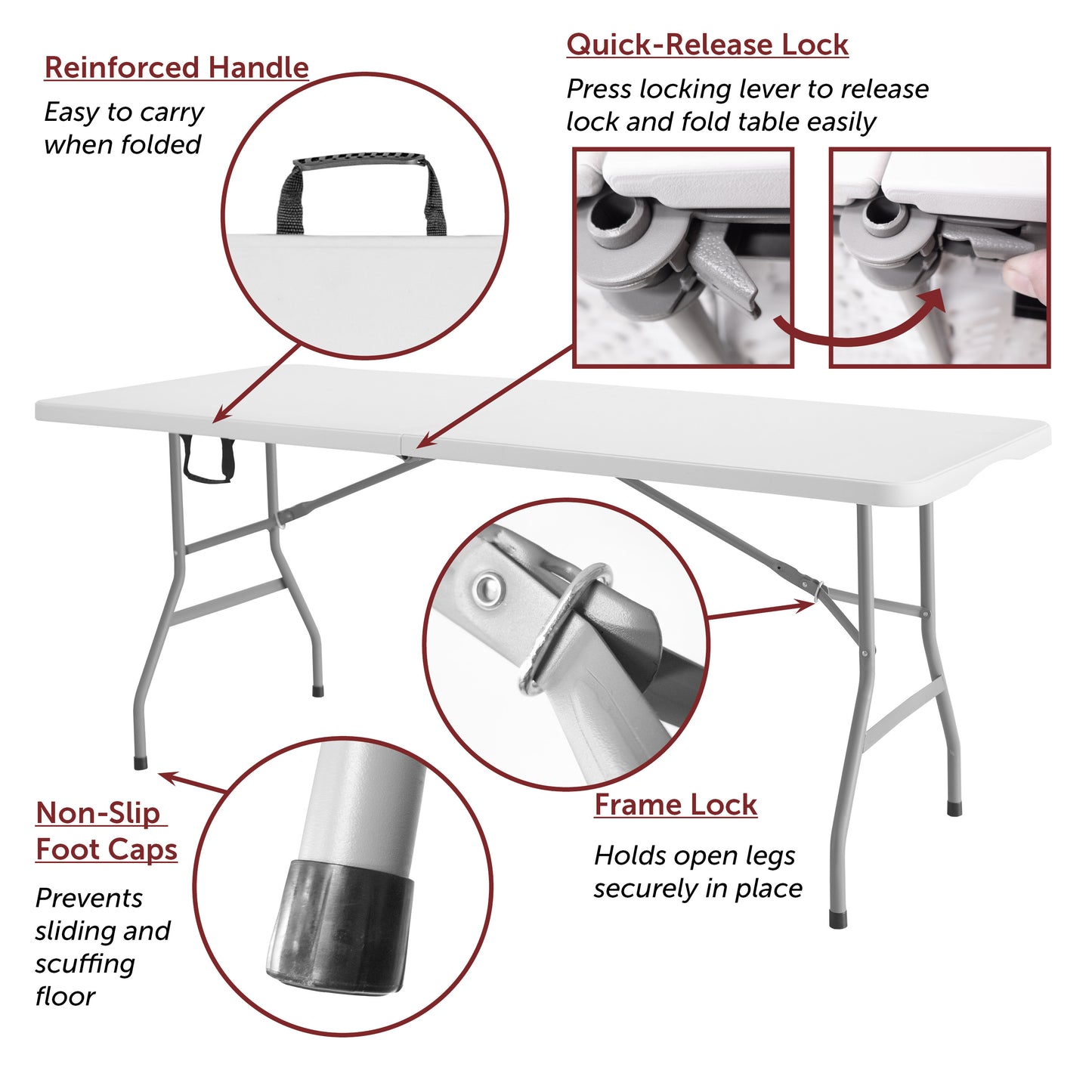 Regency Trestle 5 ft Folding Table and 4 Chairs Set 60"W x 27.5"D x 29"H (REG-TBM6029WH42WH)