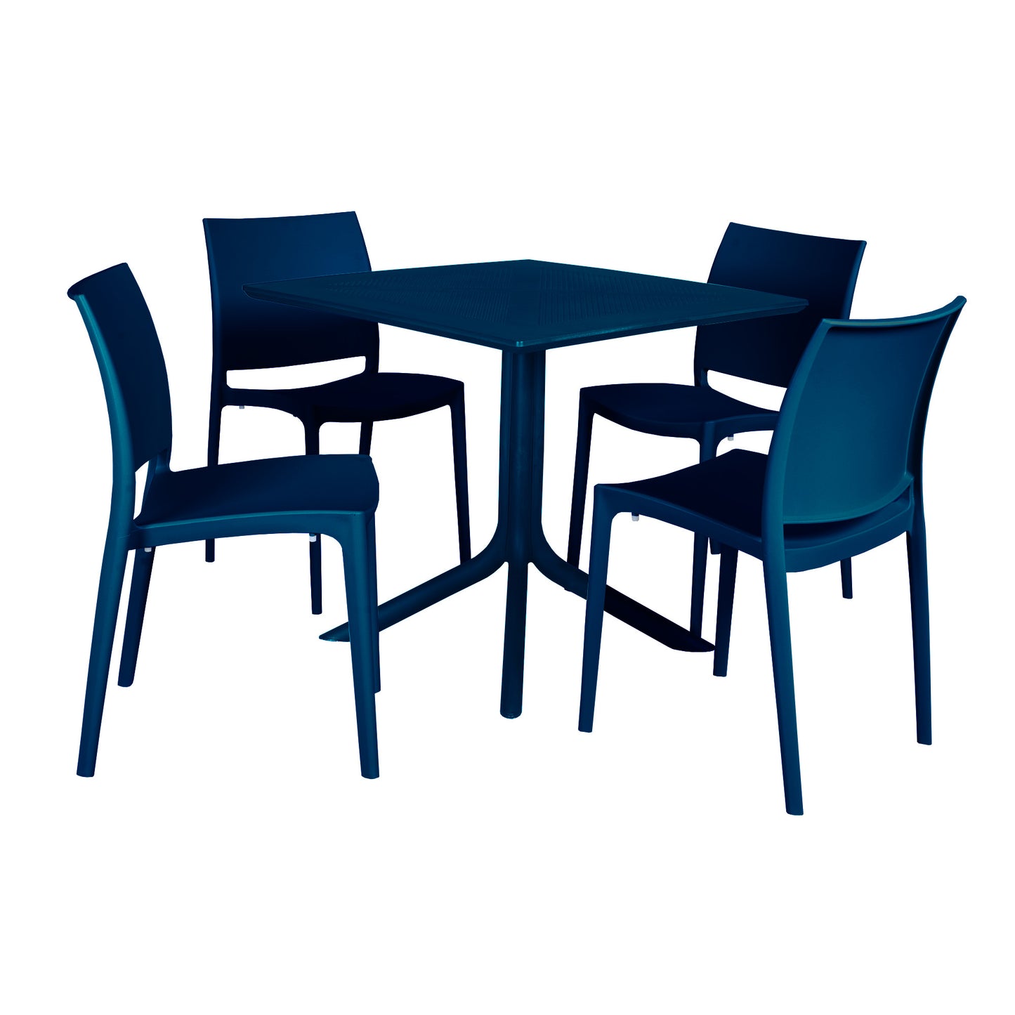 Regency Niche Terrace Plastic Indoor/Outdoor 31.5" Square Table with 4 Stacking Chairs 31.5"W x 31.5"D x 29"H (REG-TOB3131XX41XX)
