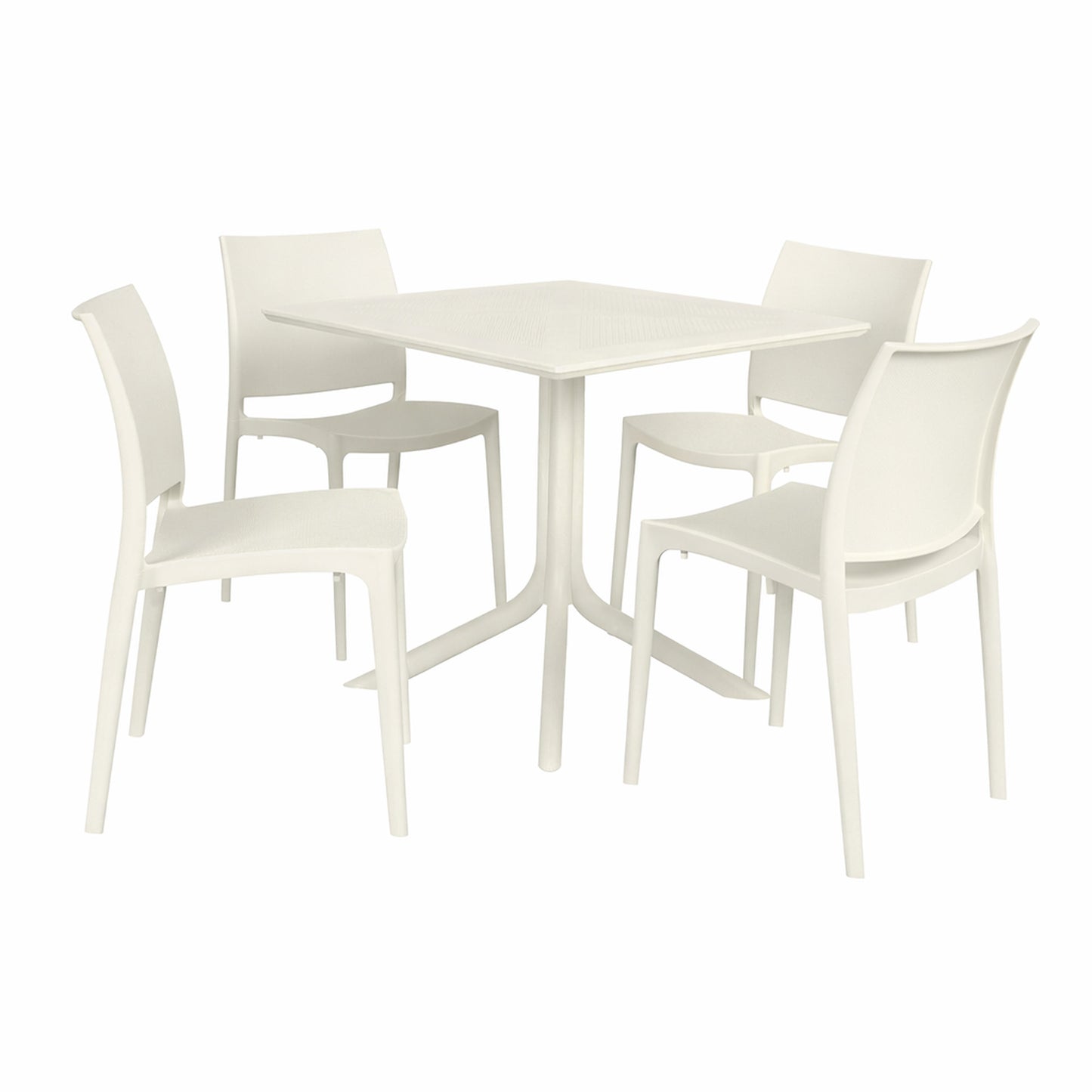 Regency Niche Terrace Plastic Indoor/Outdoor 31.5" Square Table with 4 Stacking Chairs 31.5"W x 31.5"D x 29"H (REG-TOB3131XX41XX)