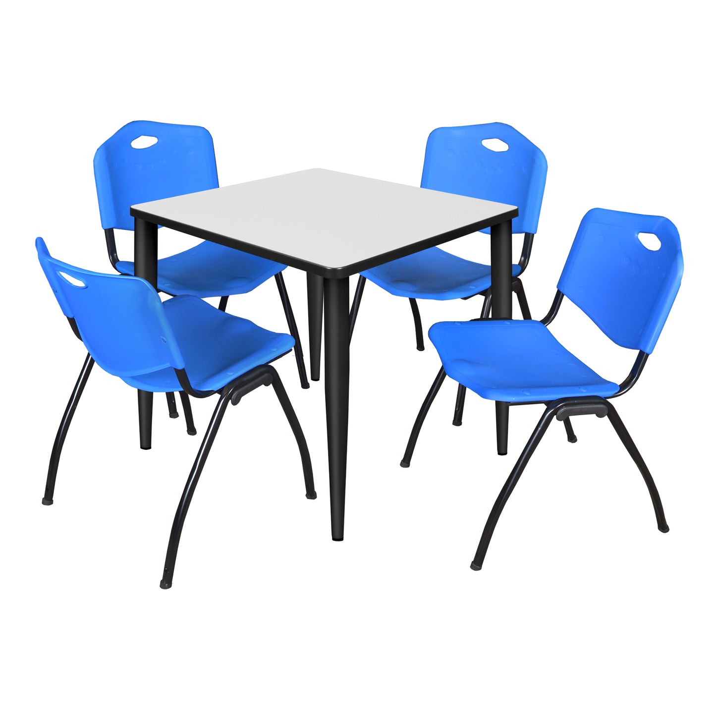 Regency Kahlo 30 in. Square Breakroom Table & 4 M Stack Chairs - SchoolOutlet
