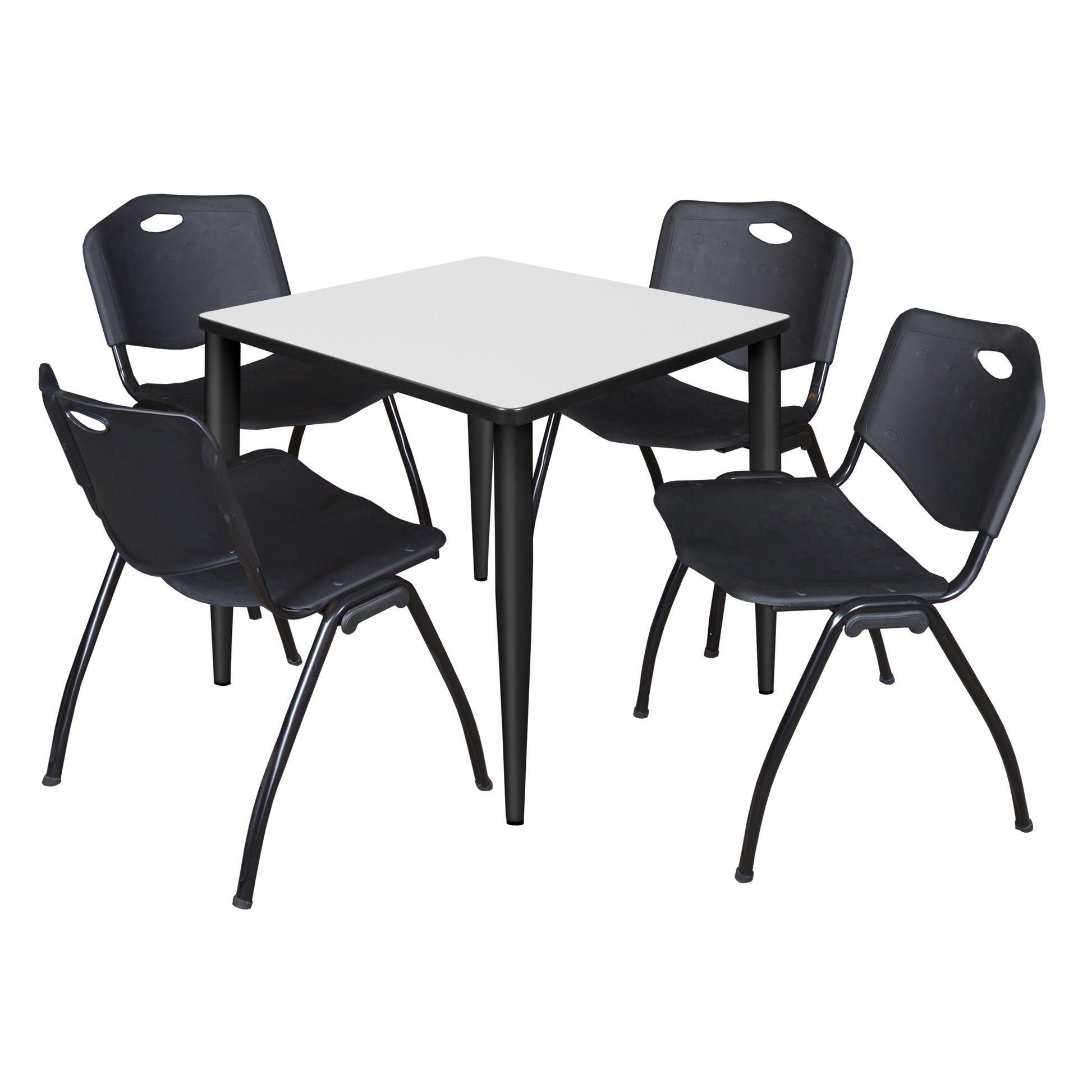 Regency Kahlo 30 in. Square Breakroom Table & 4 M Stack Chairs - SchoolOutlet