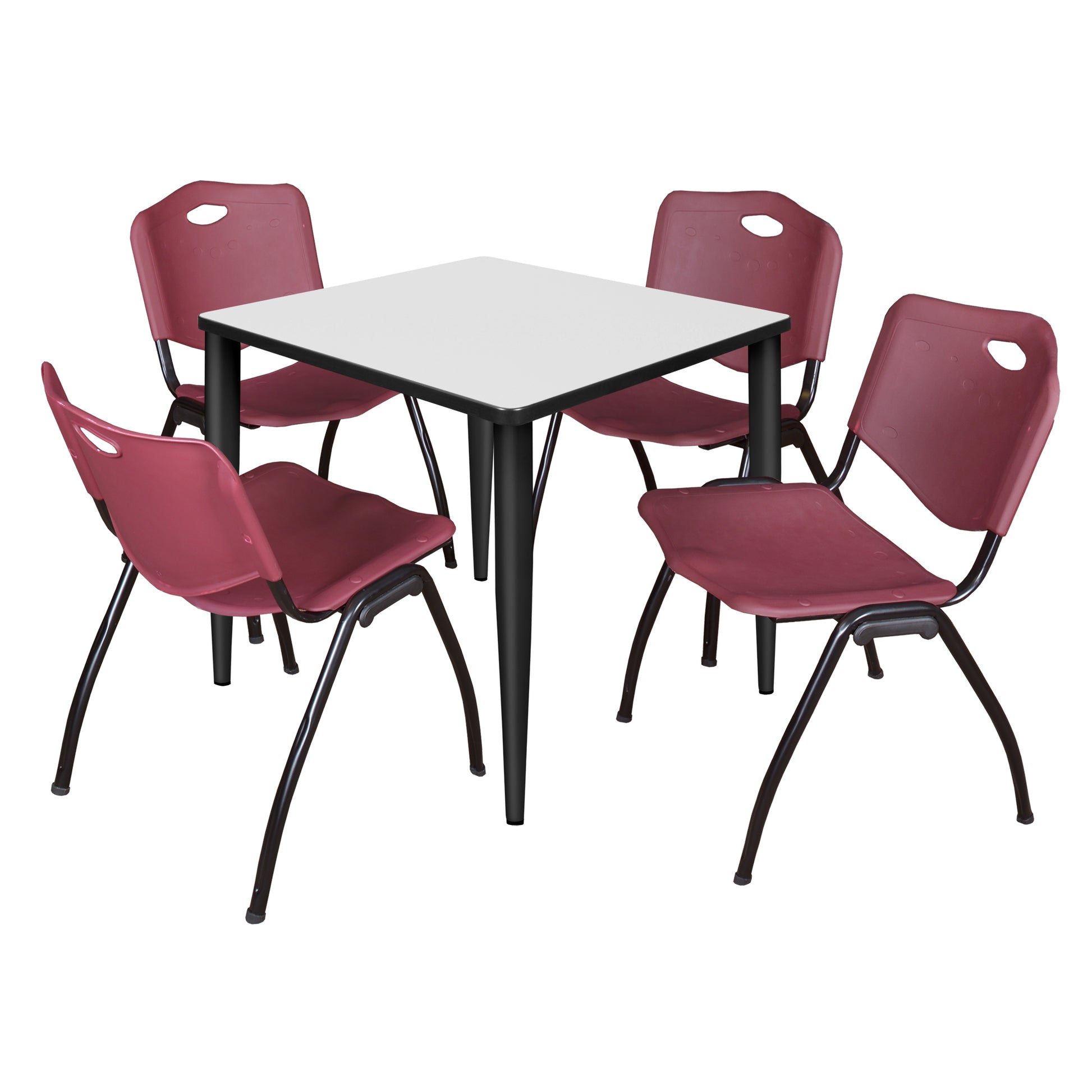 Regency Kahlo 30 in. Square Breakroom Table & 4 M Stack Chairs - SchoolOutlet