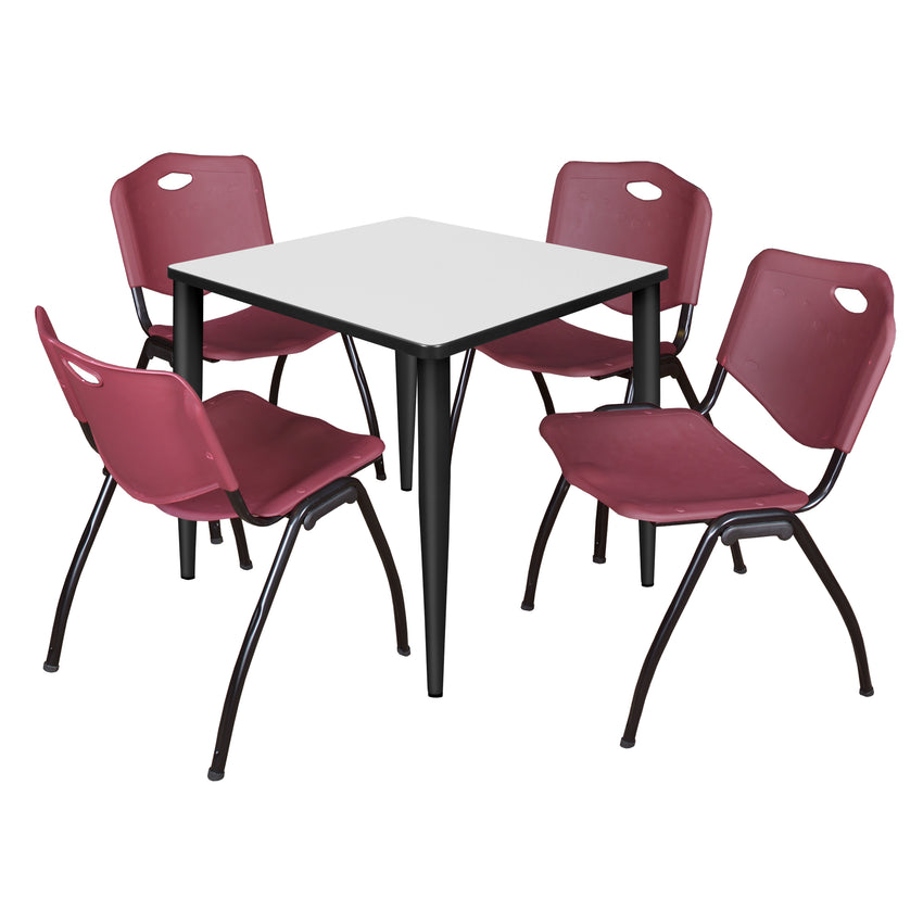 Regency Kahlo 30 in. Square Breakroom Table & 4 M Stack Chairs - SchoolOutlet