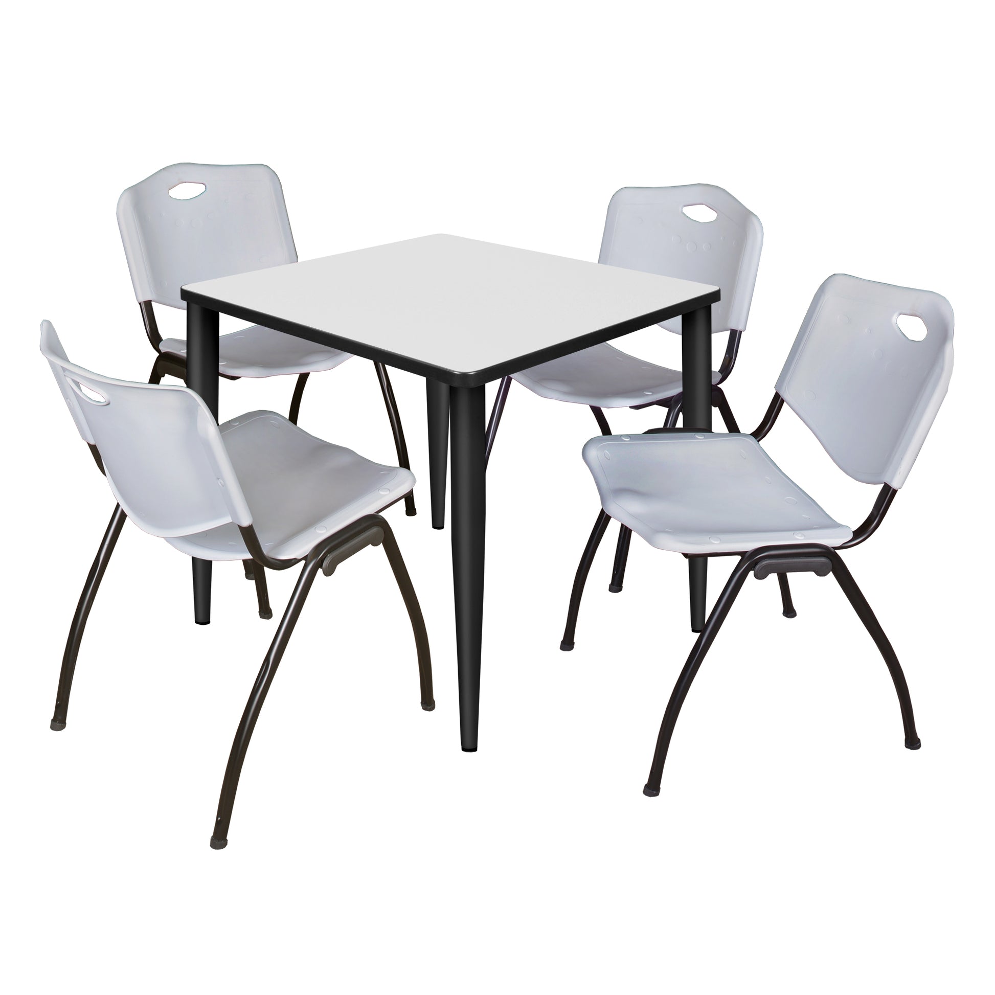 Regency Kahlo 30 in. Square Breakroom Table & 4 M Stack Chairs - SchoolOutlet