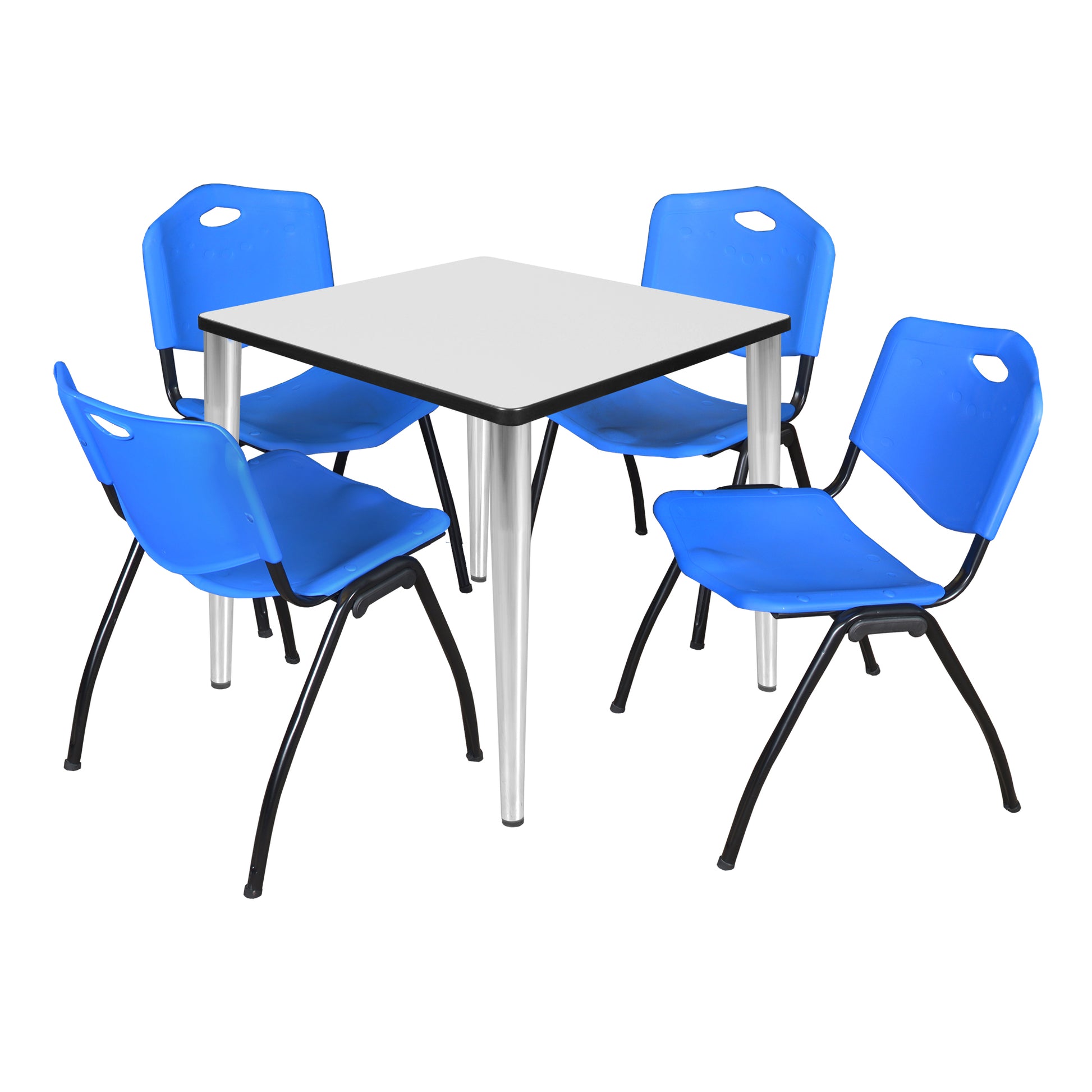 Regency Kahlo 30 in. Square Breakroom Table & 4 M Stack Chairs - SchoolOutlet