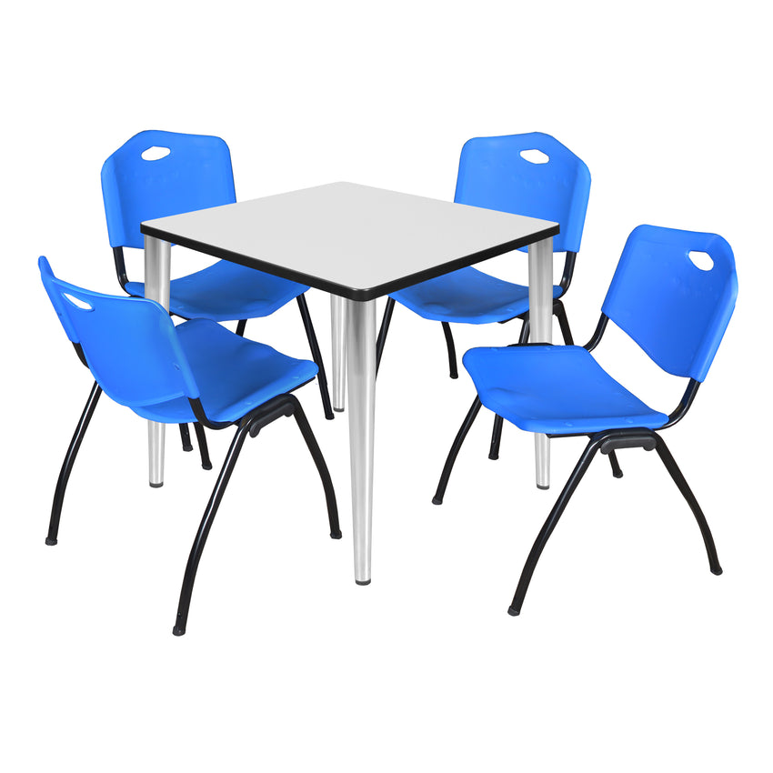 Regency Kahlo 30 in. Square Breakroom Table & 4 M Stack Chairs - SchoolOutlet