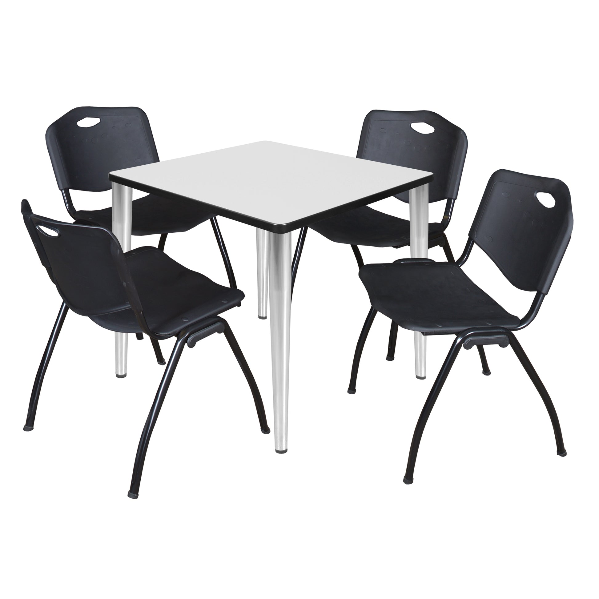 Regency Kahlo 30 in. Square Breakroom Table & 4 M Stack Chairs - SchoolOutlet