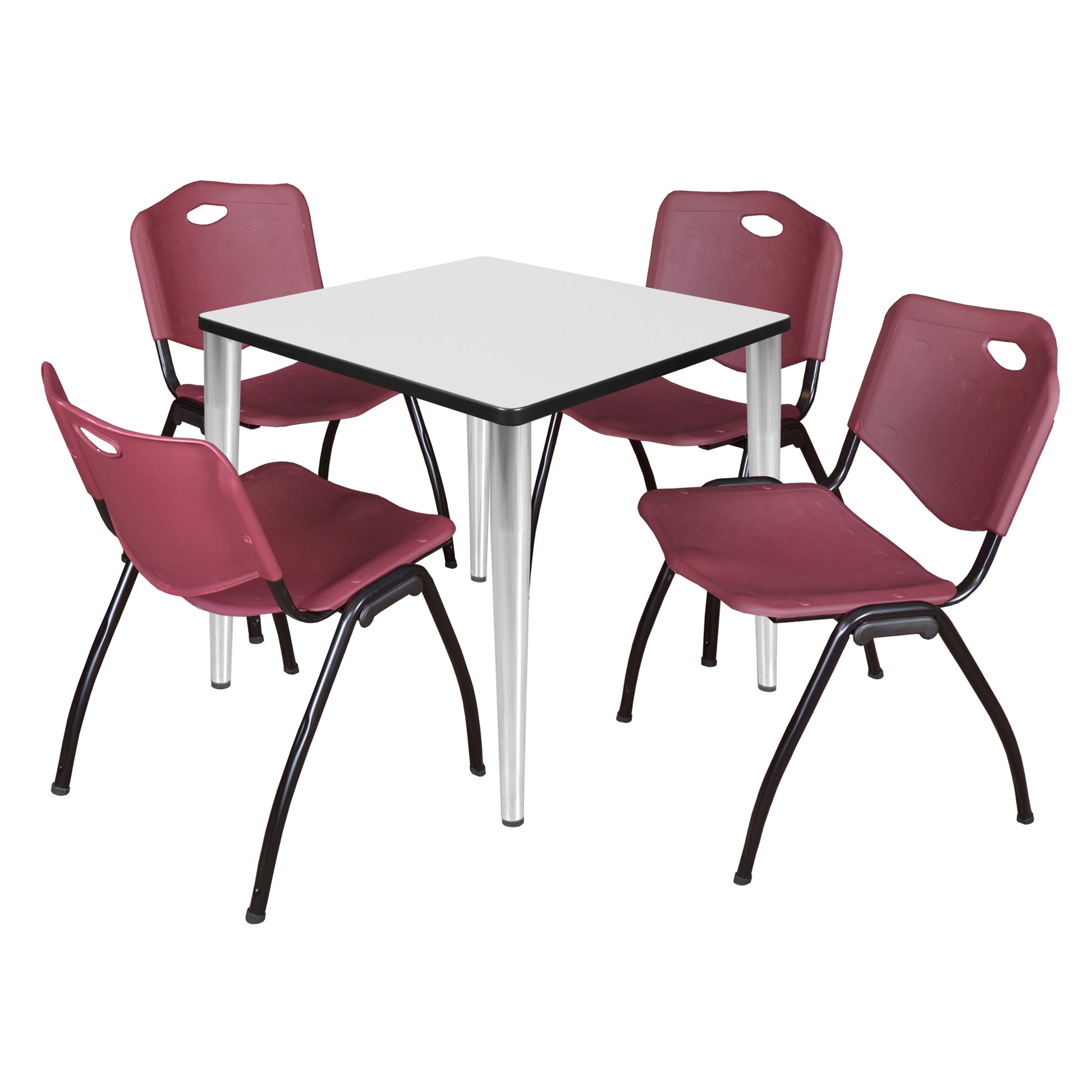 Regency Kahlo 30 in. Square Breakroom Table & 4 M Stack Chairs - SchoolOutlet