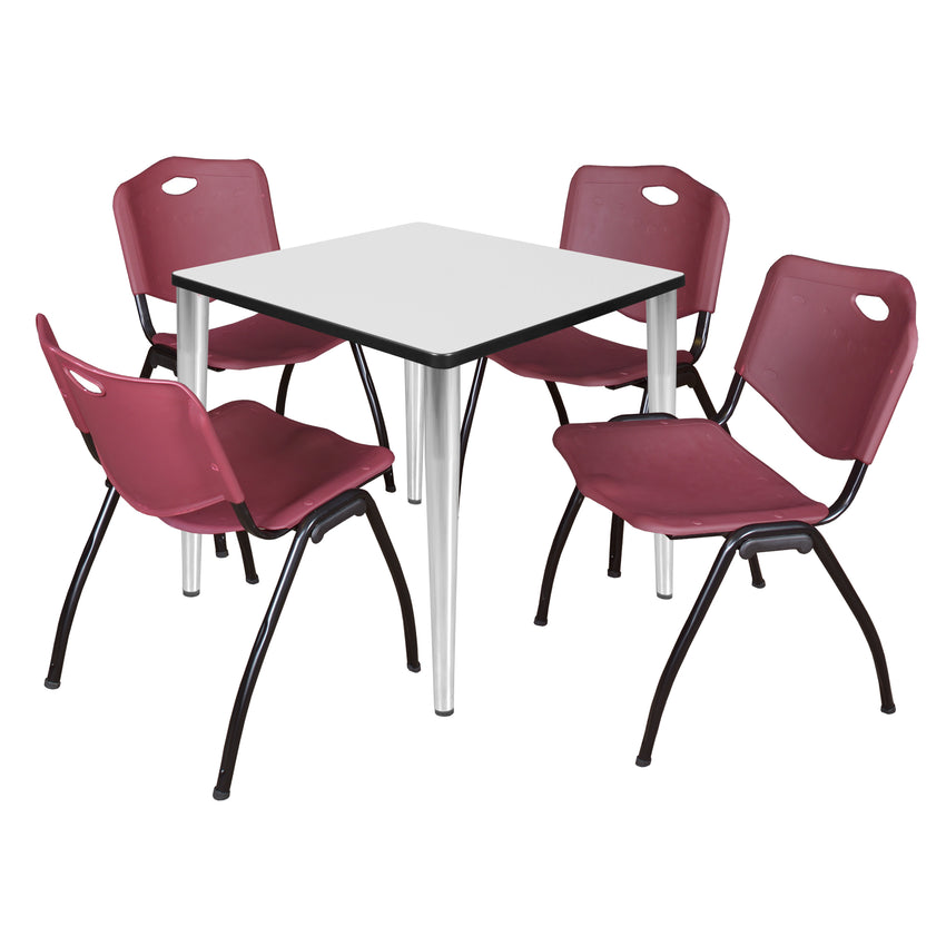 Regency Kahlo 30 in. Square Breakroom Table & 4 M Stack Chairs - SchoolOutlet