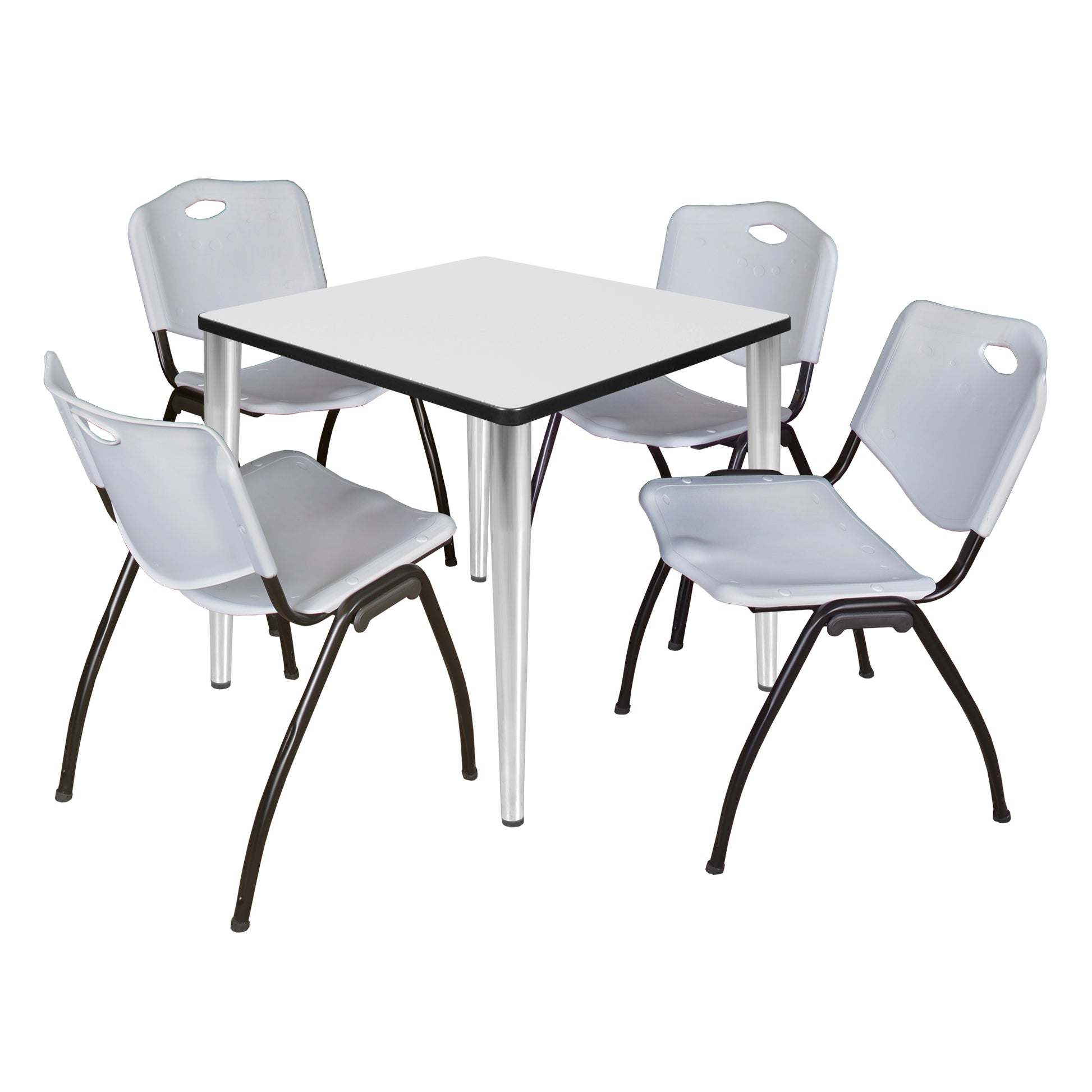 Regency Kahlo 30 in. Square Breakroom Table & 4 M Stack Chairs - SchoolOutlet