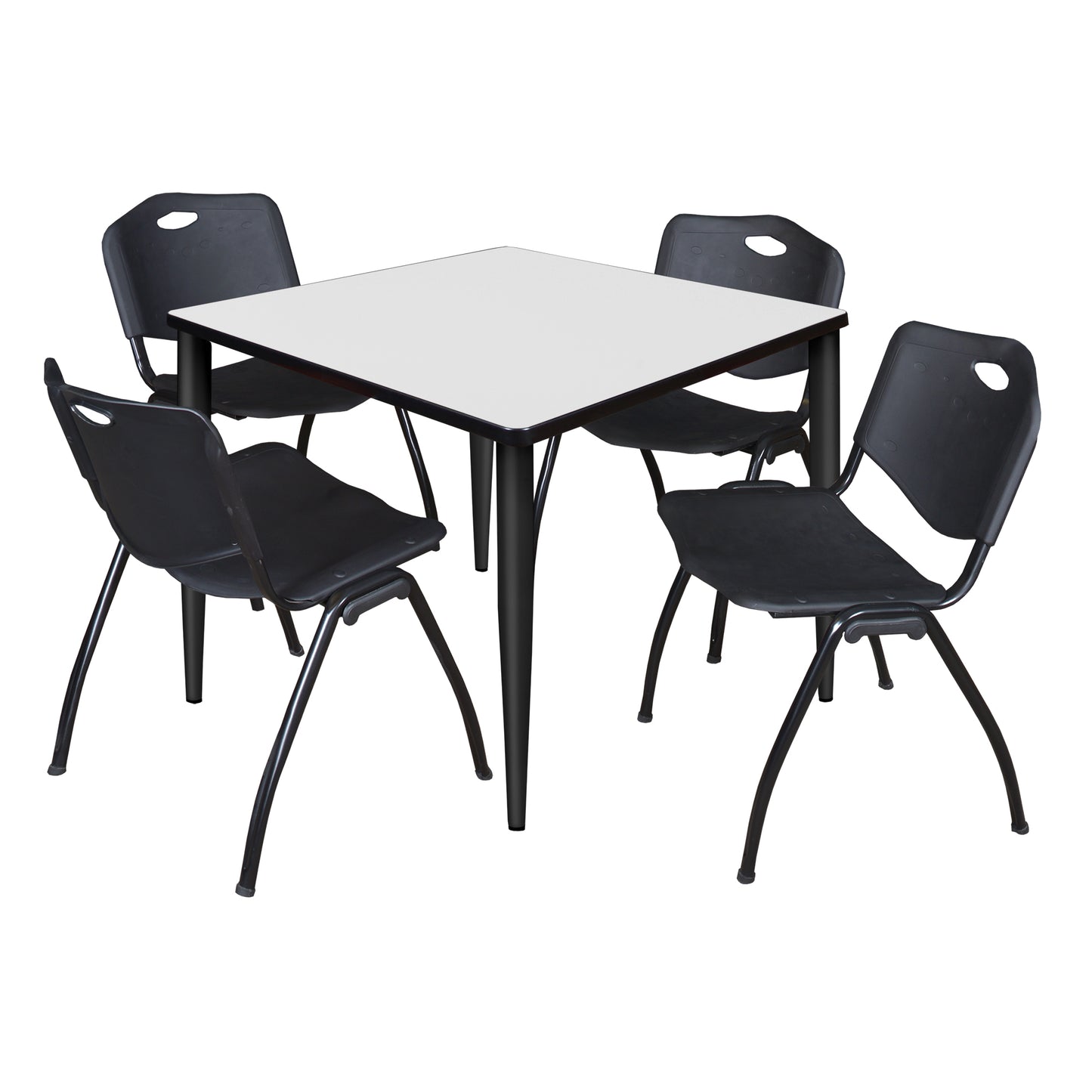 Regency Kahlo 42 in. Square Breakroom Table & 4 M Stack Chairs - SchoolOutlet