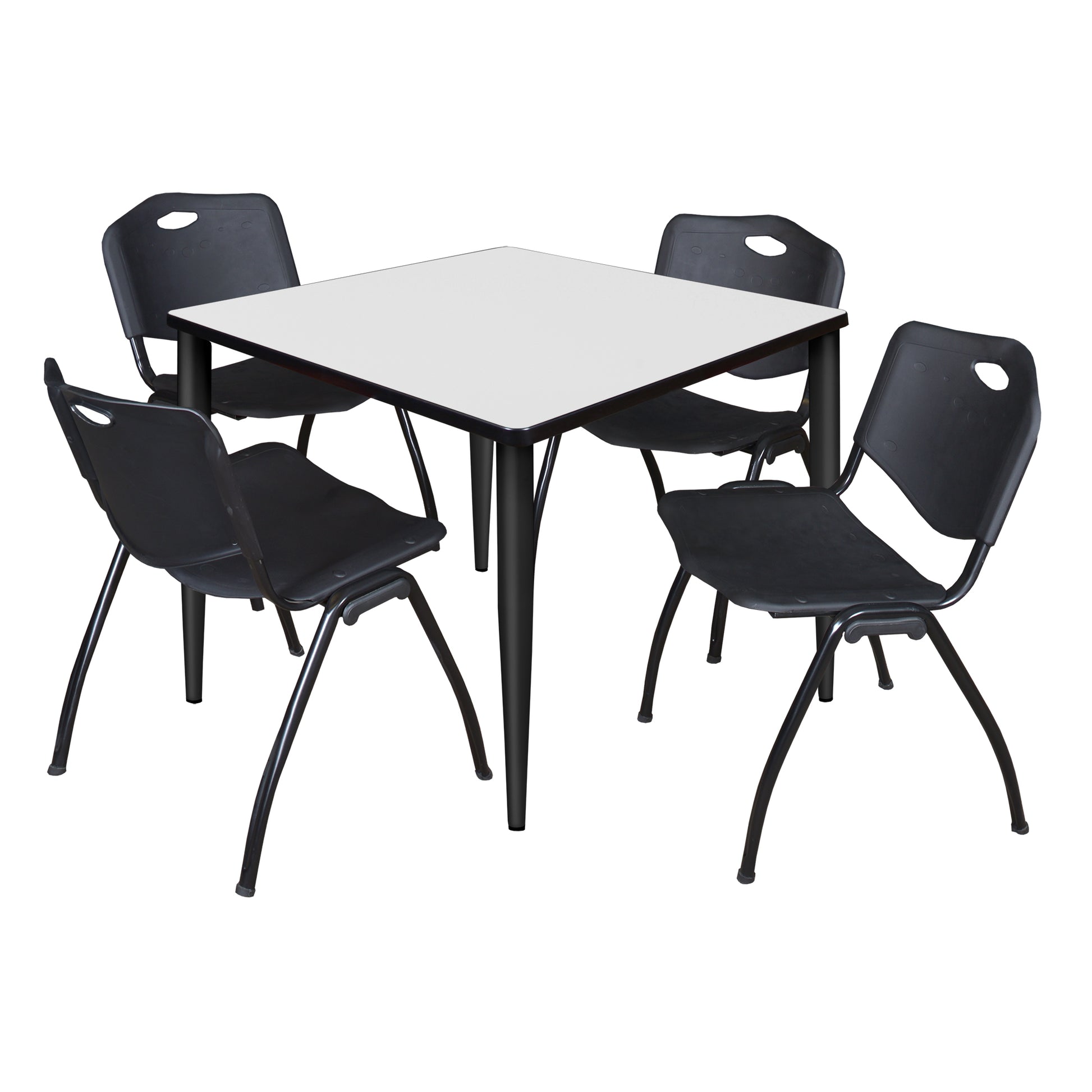 Regency Kahlo 42 in. Square Breakroom Table & 4 M Stack Chairs - SchoolOutlet
