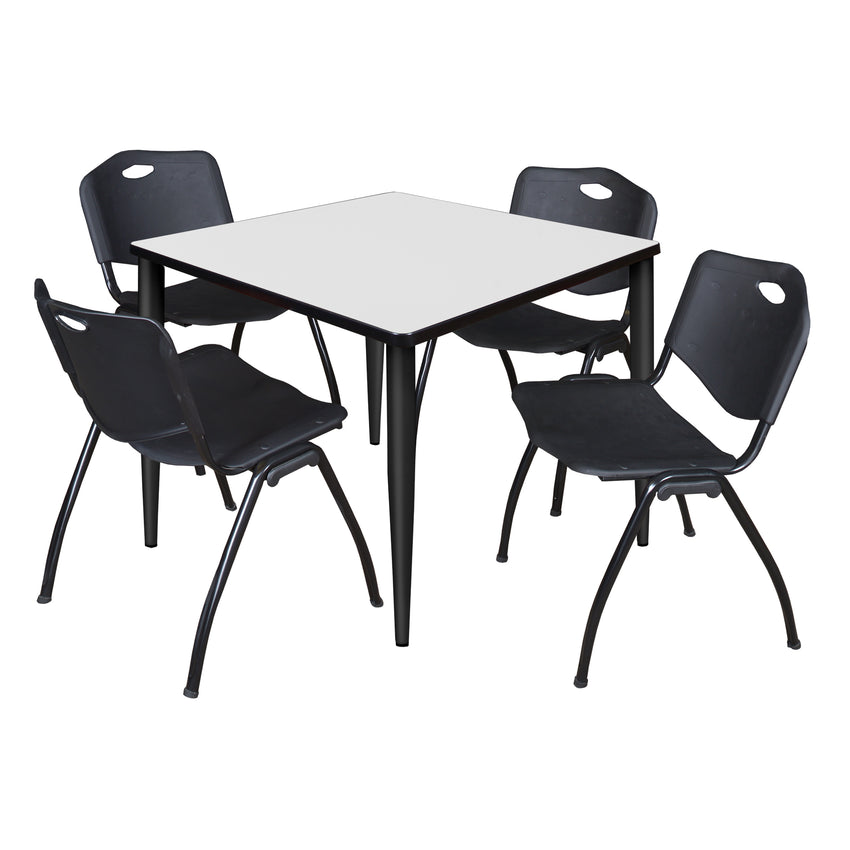 Regency Kahlo 42 in. Square Breakroom Table & 4 M Stack Chairs - SchoolOutlet