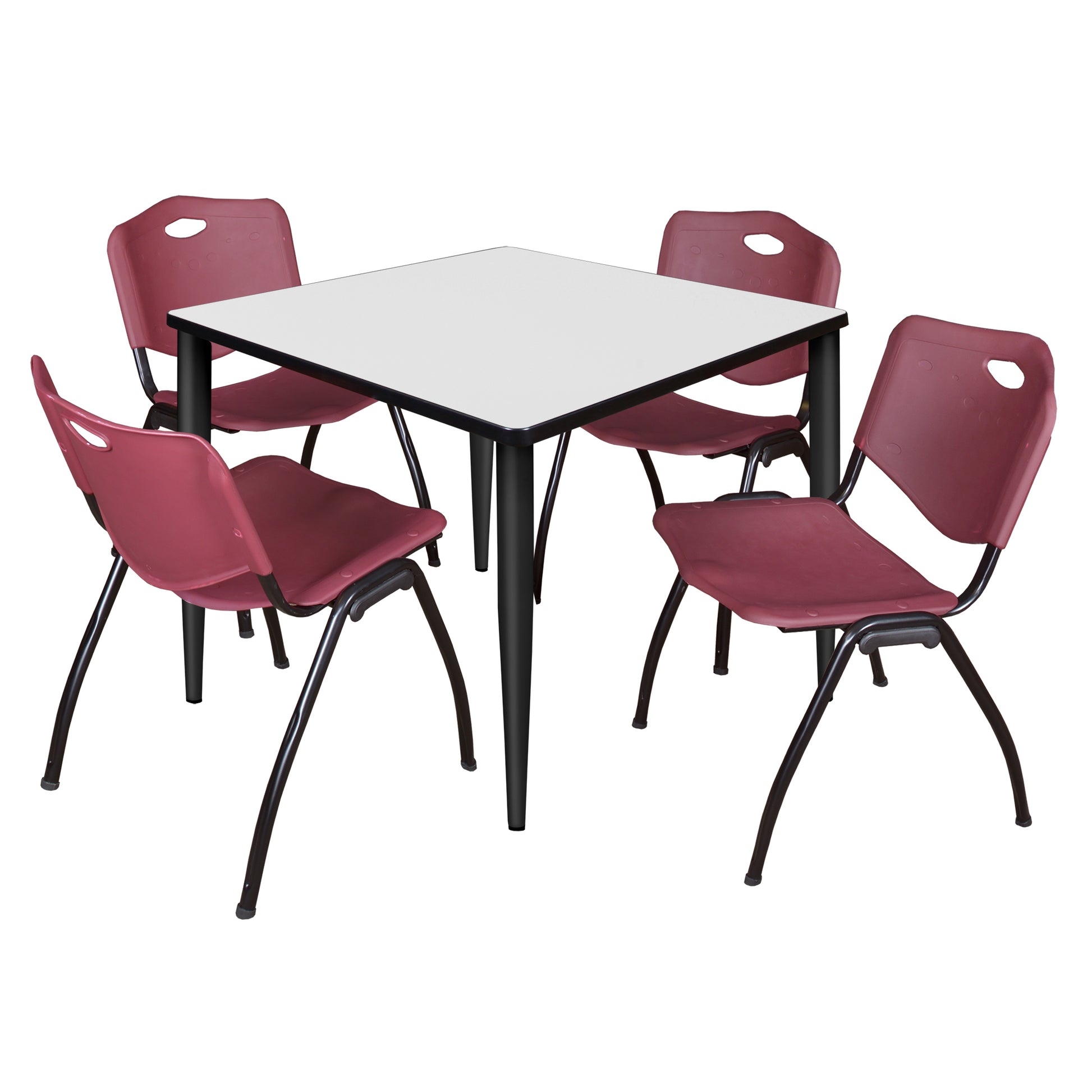 Regency Kahlo 42 in. Square Breakroom Table & 4 M Stack Chairs - SchoolOutlet