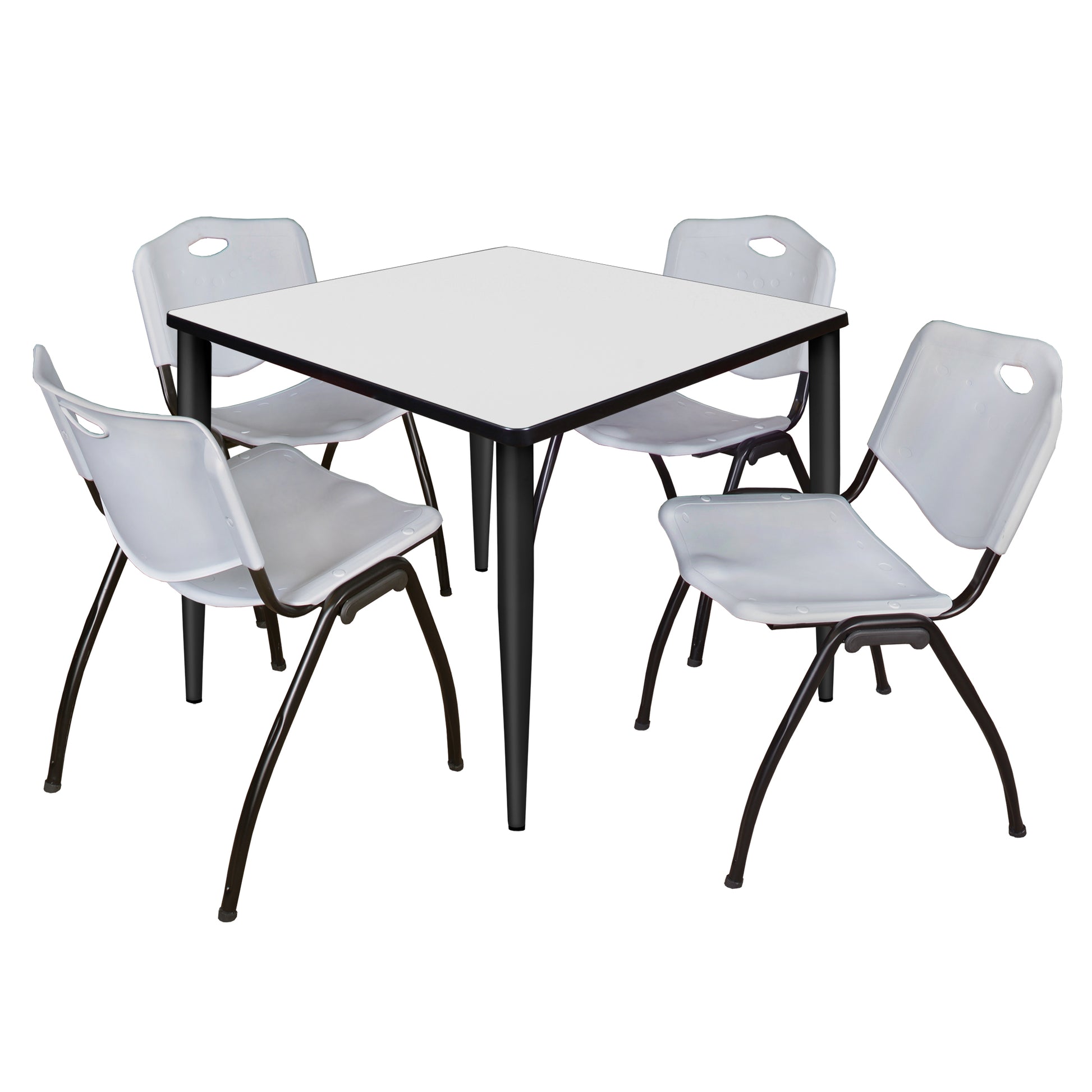 Regency Kahlo 42 in. Square Breakroom Table & 4 M Stack Chairs - SchoolOutlet