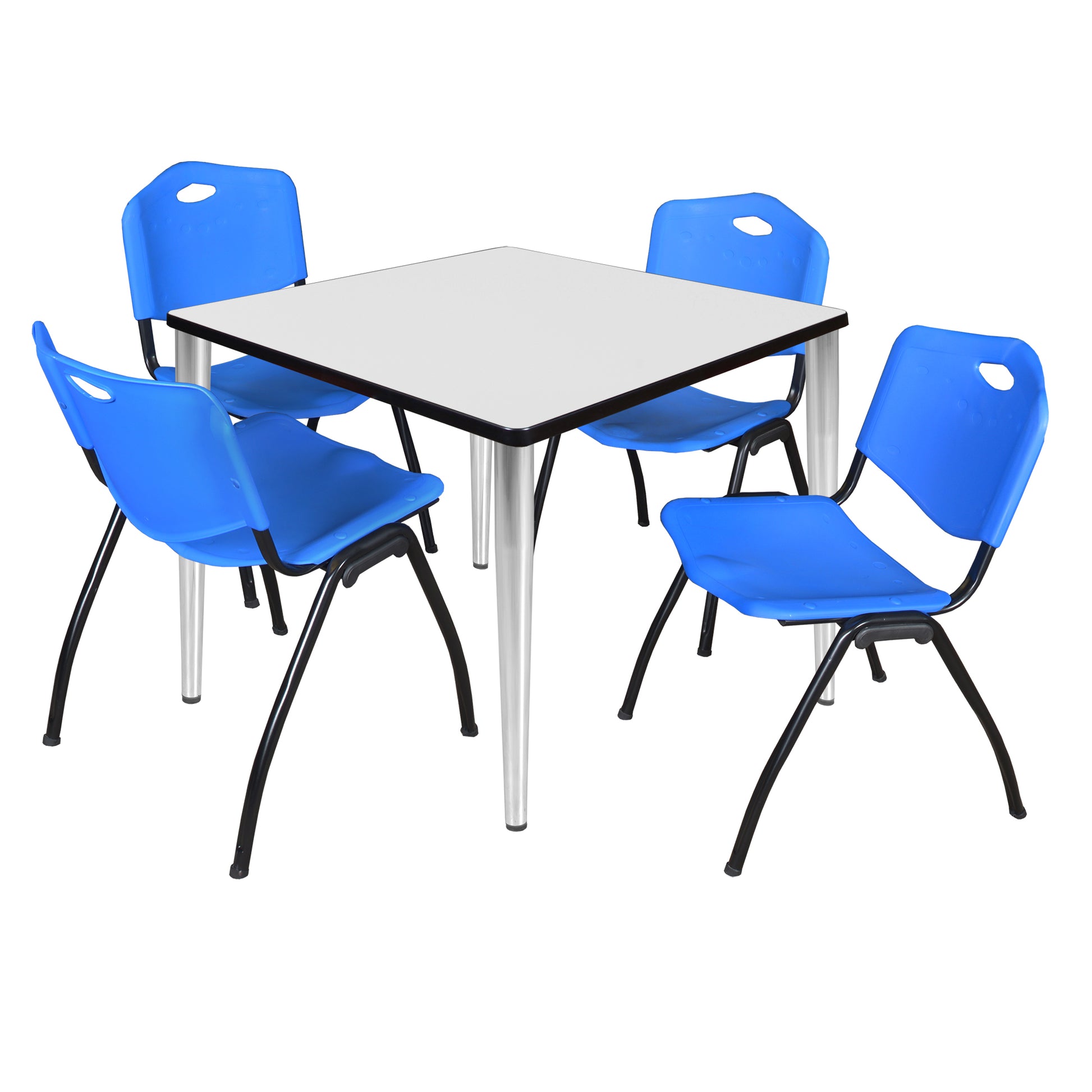 Regency Kahlo 42 in. Square Breakroom Table & 4 M Stack Chairs - SchoolOutlet