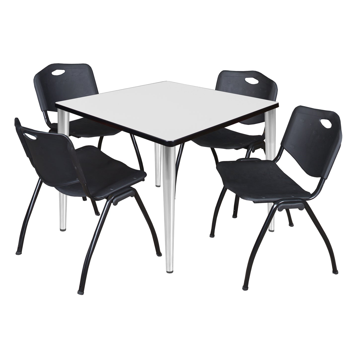 Regency Kahlo 42 in. Square Breakroom Table & 4 M Stack Chairs - SchoolOutlet