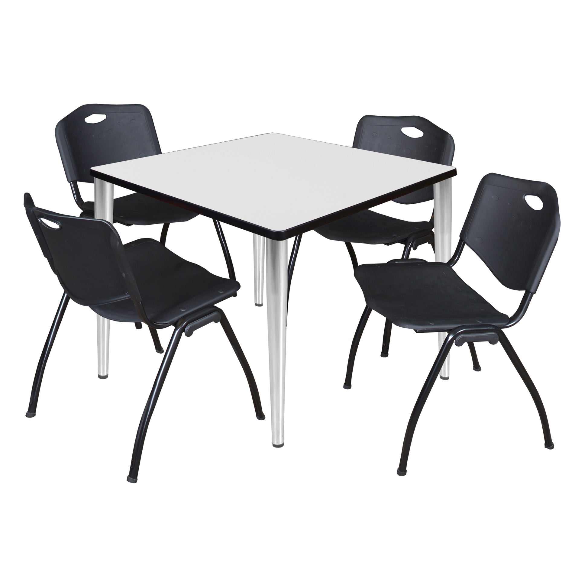 Regency Kahlo 42 in. Square Breakroom Table & 4 M Stack Chairs - SchoolOutlet