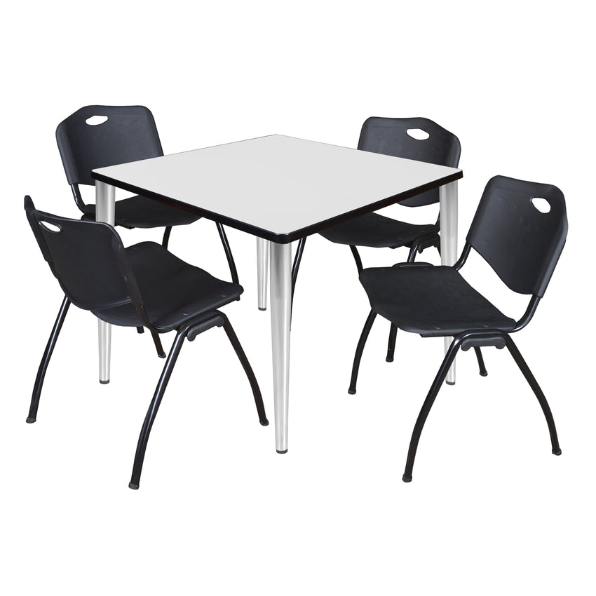 Regency Kahlo 42 in. Square Breakroom Table & 4 M Stack Chairs - SchoolOutlet