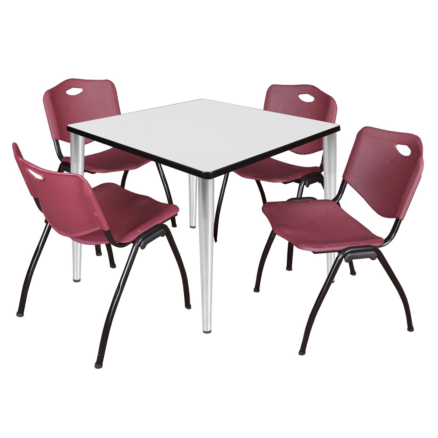 Regency Kahlo 42 in. Square Breakroom Table & 4 M Stack Chairs - SchoolOutlet