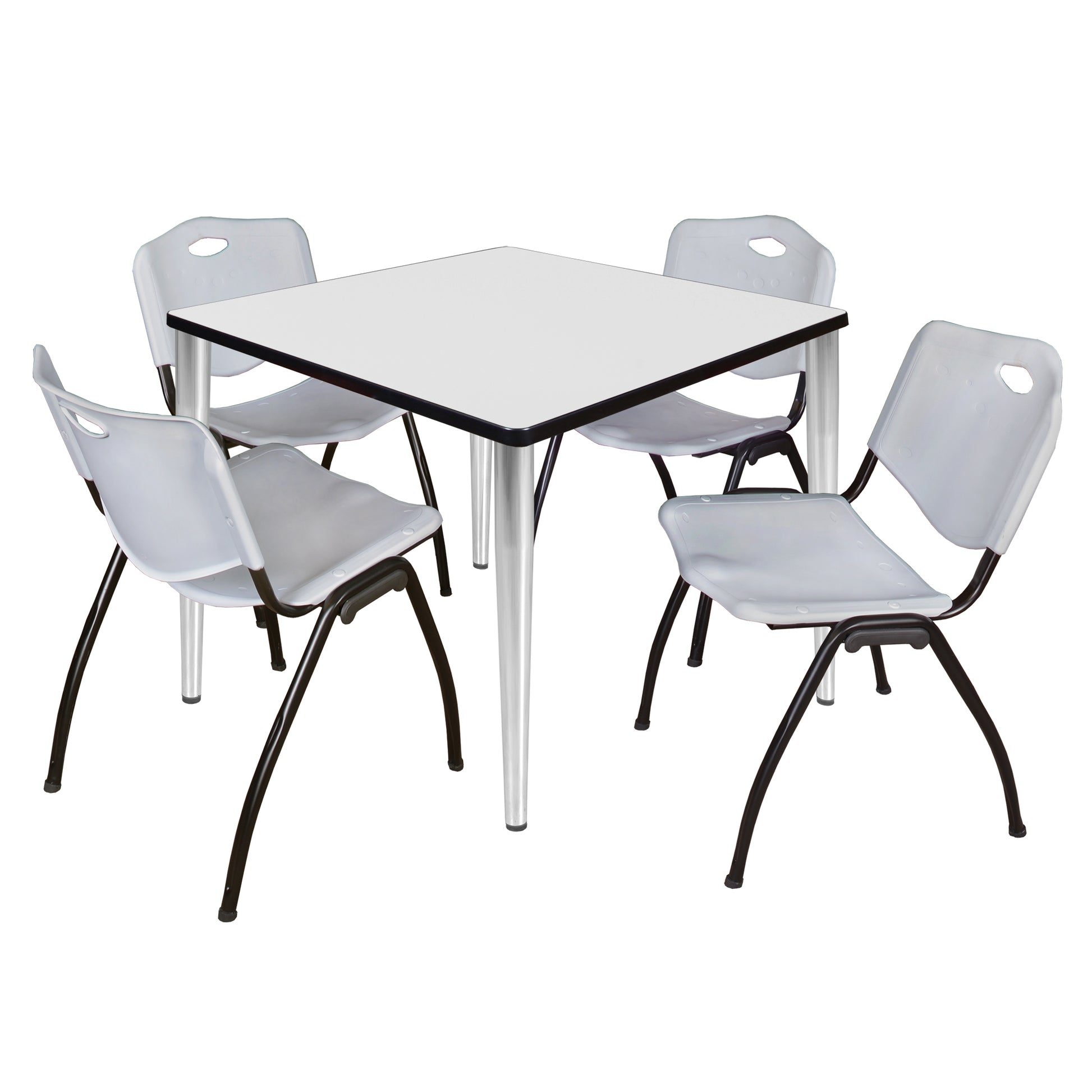 Regency Kahlo 42 in. Square Breakroom Table & 4 M Stack Chairs - SchoolOutlet