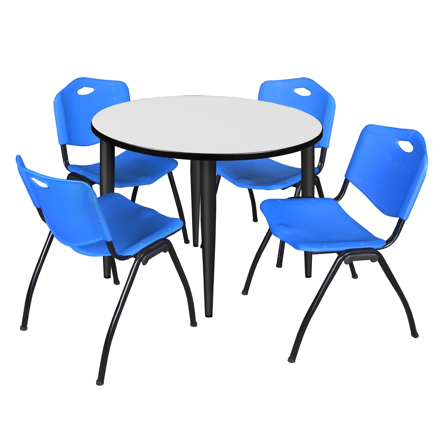 Regency Kahlo 42 in. Round Breakroom Table & 4 M Stack Chairs - SchoolOutlet
