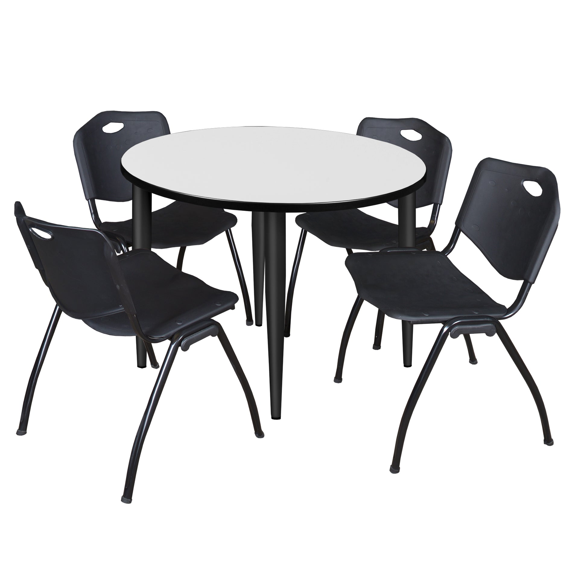 Regency Kahlo 42 in. Round Breakroom Table & 4 M Stack Chairs - SchoolOutlet