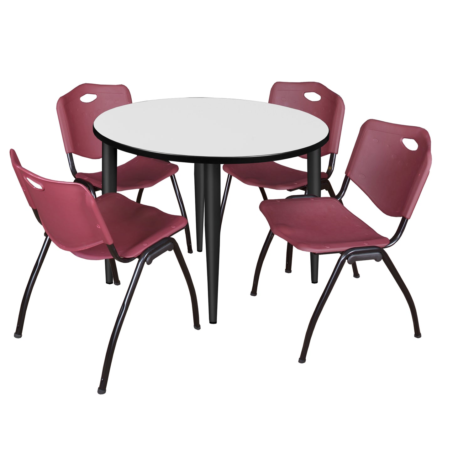 Regency Kahlo 42 in. Round Breakroom Table & 4 M Stack Chairs - SchoolOutlet