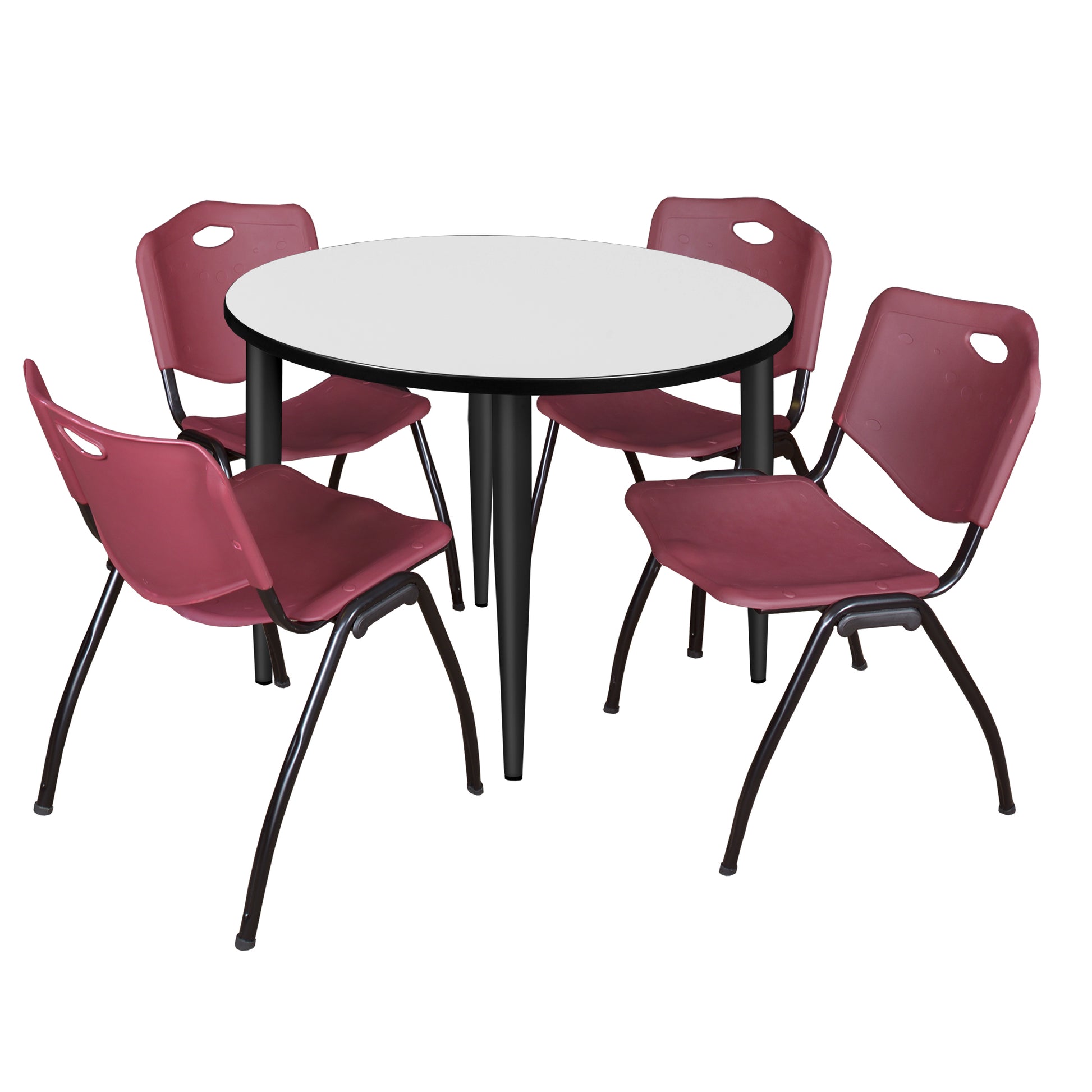 Regency Kahlo 42 in. Round Breakroom Table & 4 M Stack Chairs - SchoolOutlet