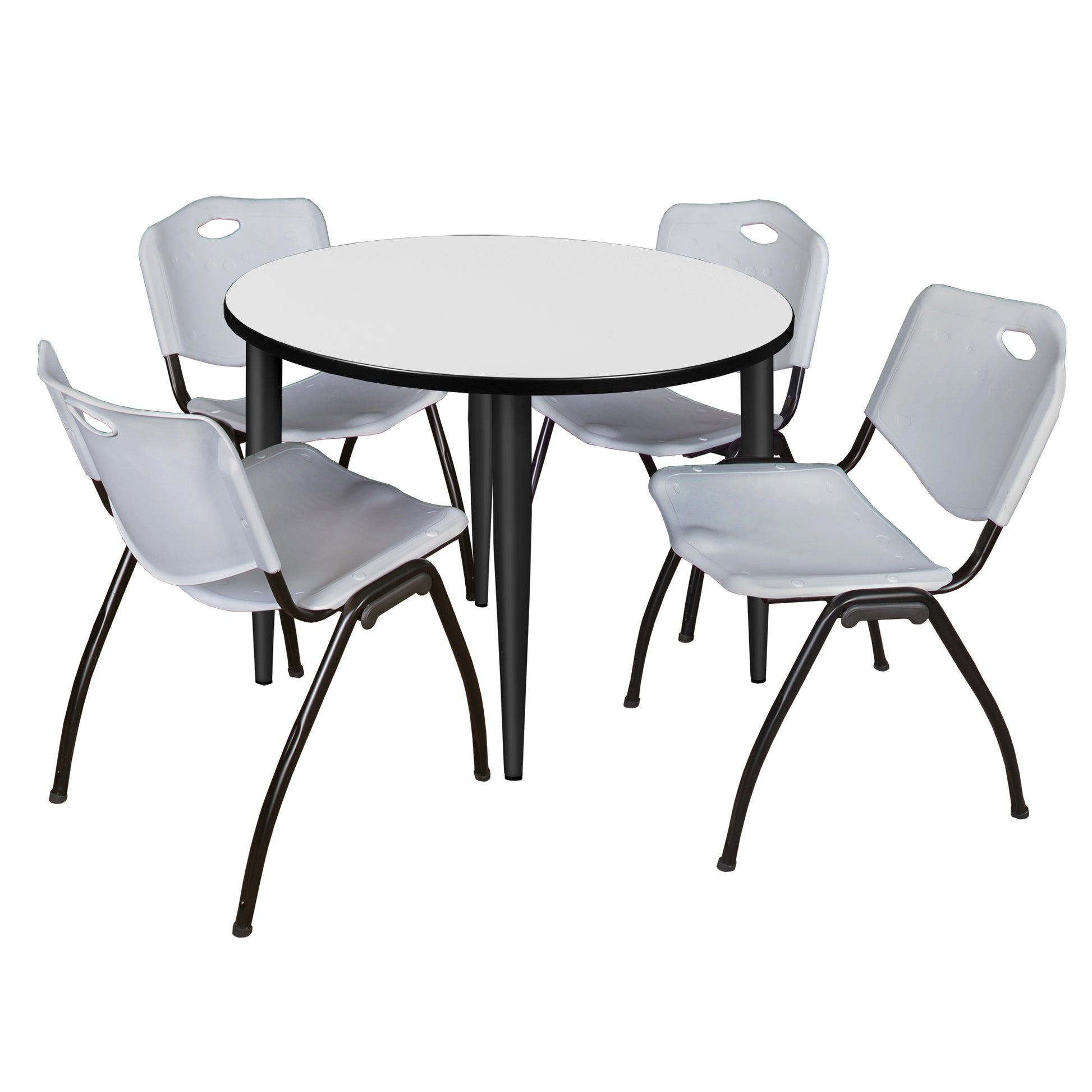 Regency Kahlo 42 in. Round Breakroom Table & 4 M Stack Chairs - SchoolOutlet