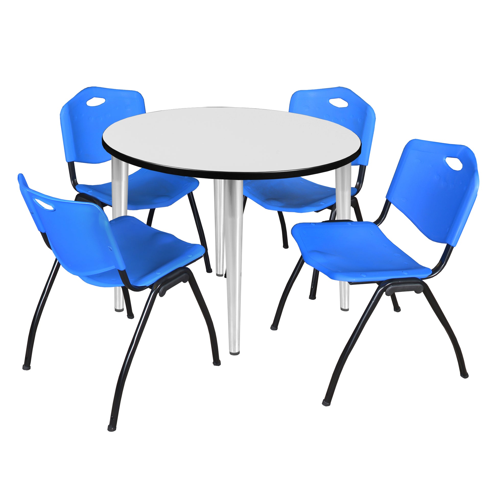 Regency Kahlo 42 in. Round Breakroom Table & 4 M Stack Chairs - SchoolOutlet