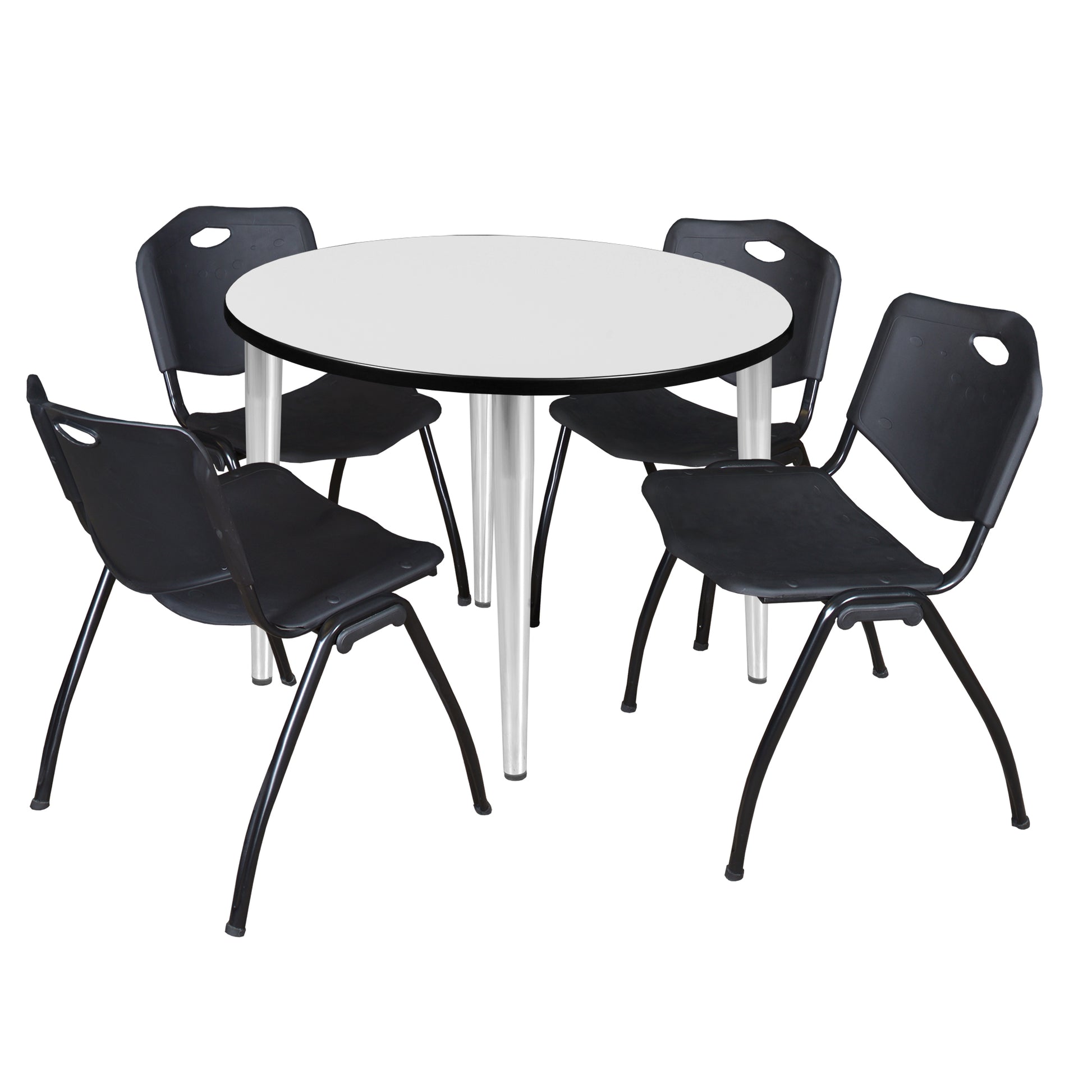 Regency Kahlo 42 in. Round Breakroom Table & 4 M Stack Chairs - SchoolOutlet